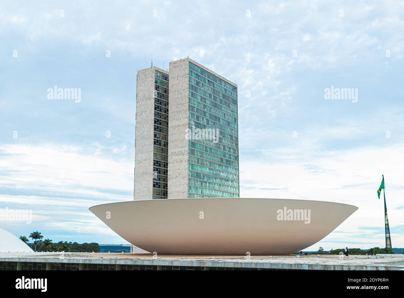 The National Congress of Brazil ( Congresso Nacional do Brasil - Parlamento brasileiro). Building designed by Oscar niemeyer. Stock Photo