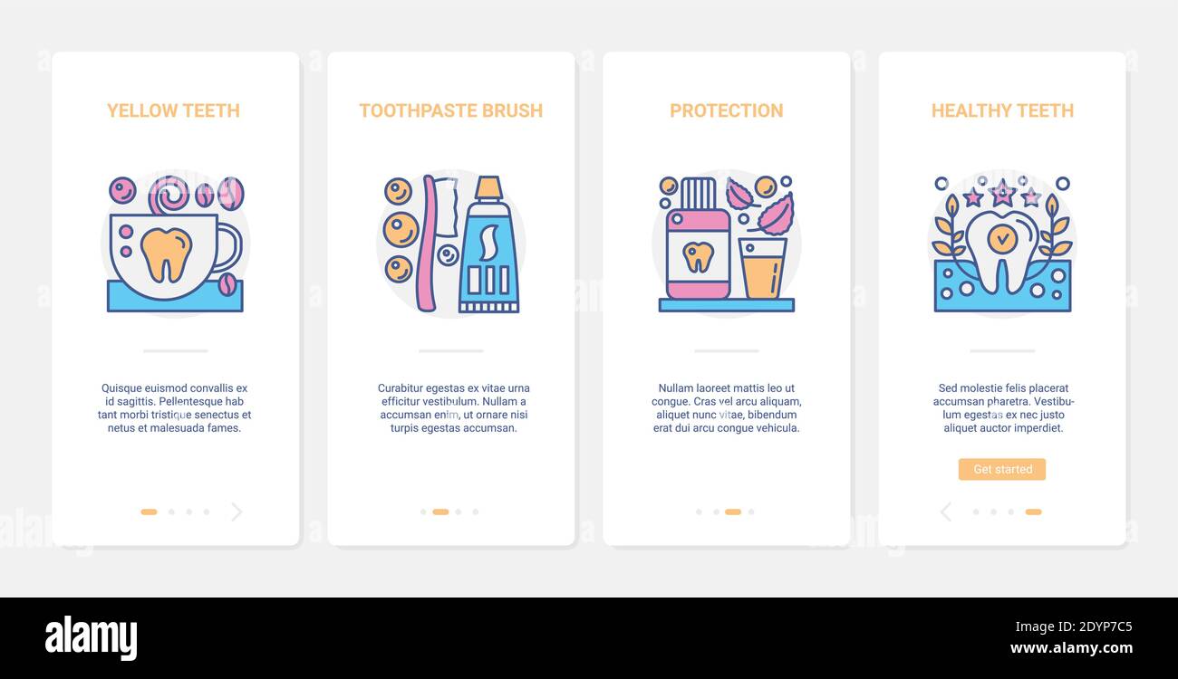 Dental care protective measures, healthcare vector illustration. UX, UI