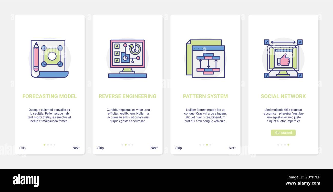 Social media network, forecasting model vector illustration. UX, UI ...