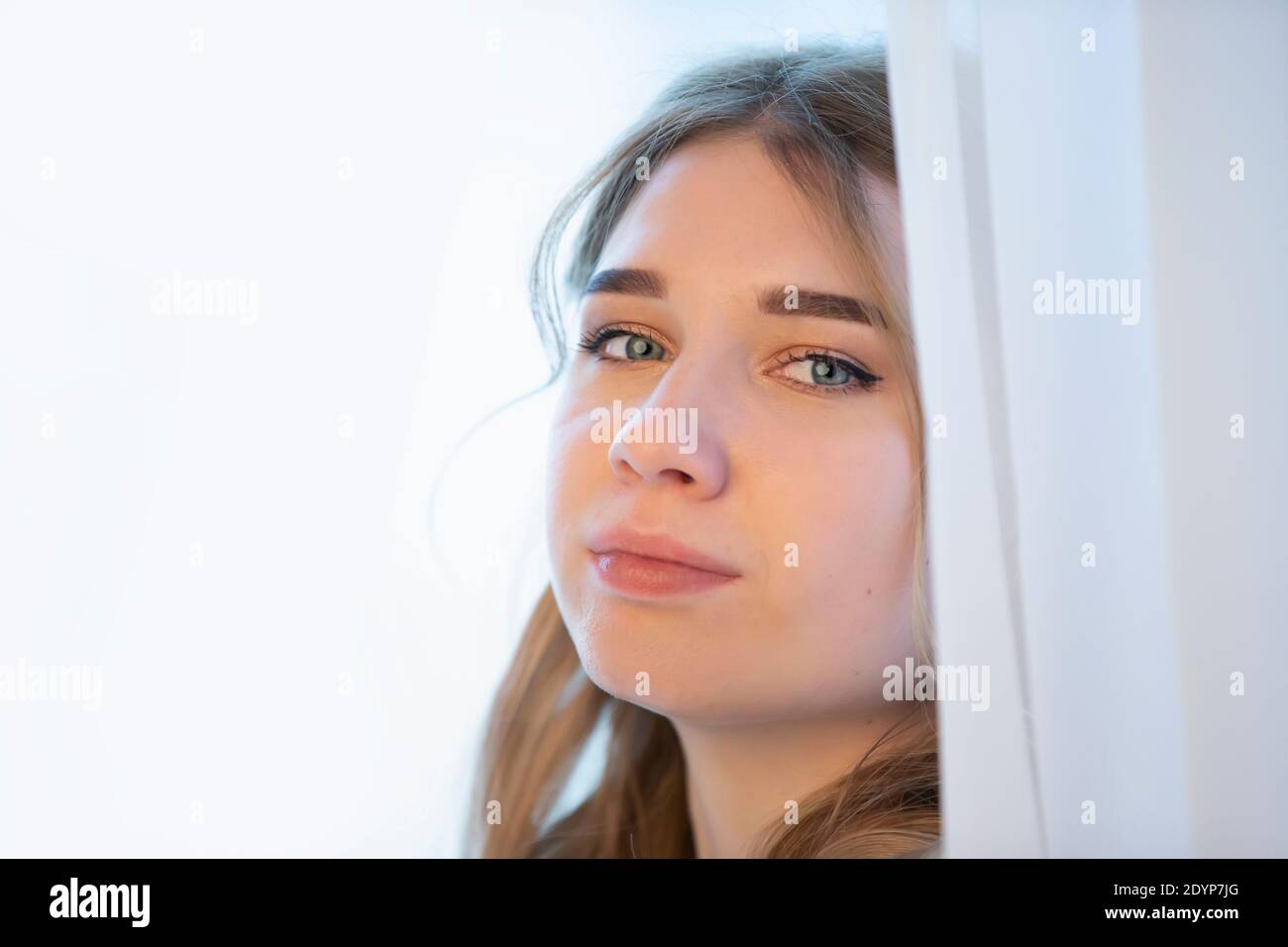 Young Girl Peeping Out High Resolution Stock Photography And Images Alamy