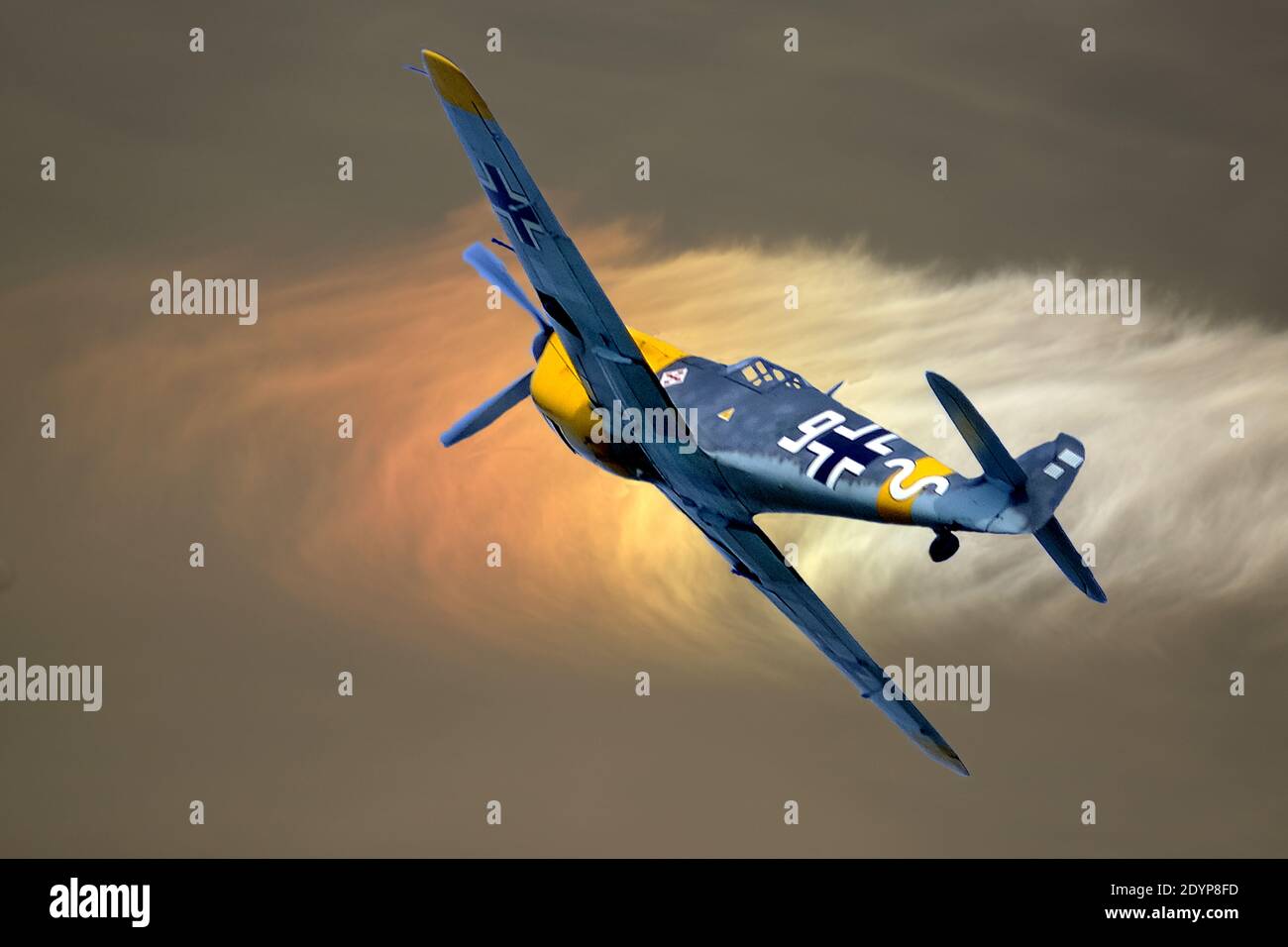 The Hispano Aviación HA-1109 and HA-1112 are licence-built versions of the Messerschmitt Bf 109G-2 developed in Spain during and after World War II Stock Photo