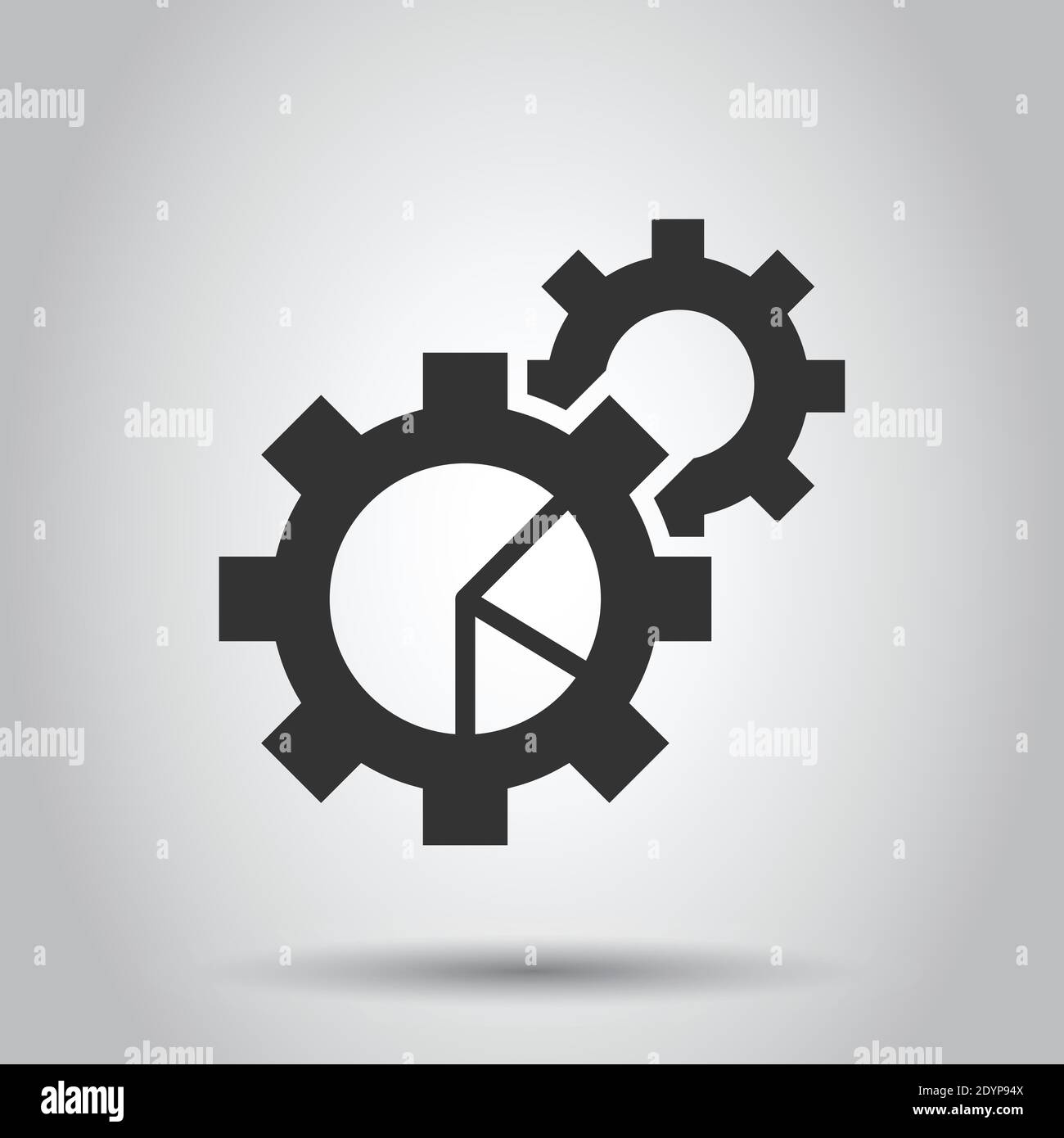 Workflow chart icon in flat style. Gear with diagram vector ...