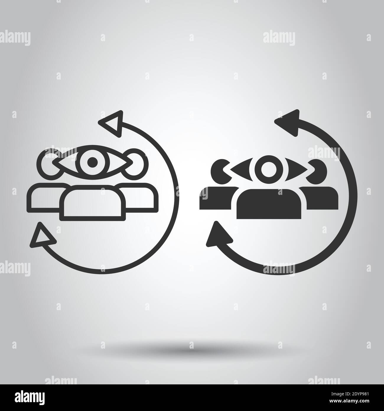 People surveillance icon in flat style. Search human vector illustration on white background. Partnership business concept. Stock Vector
