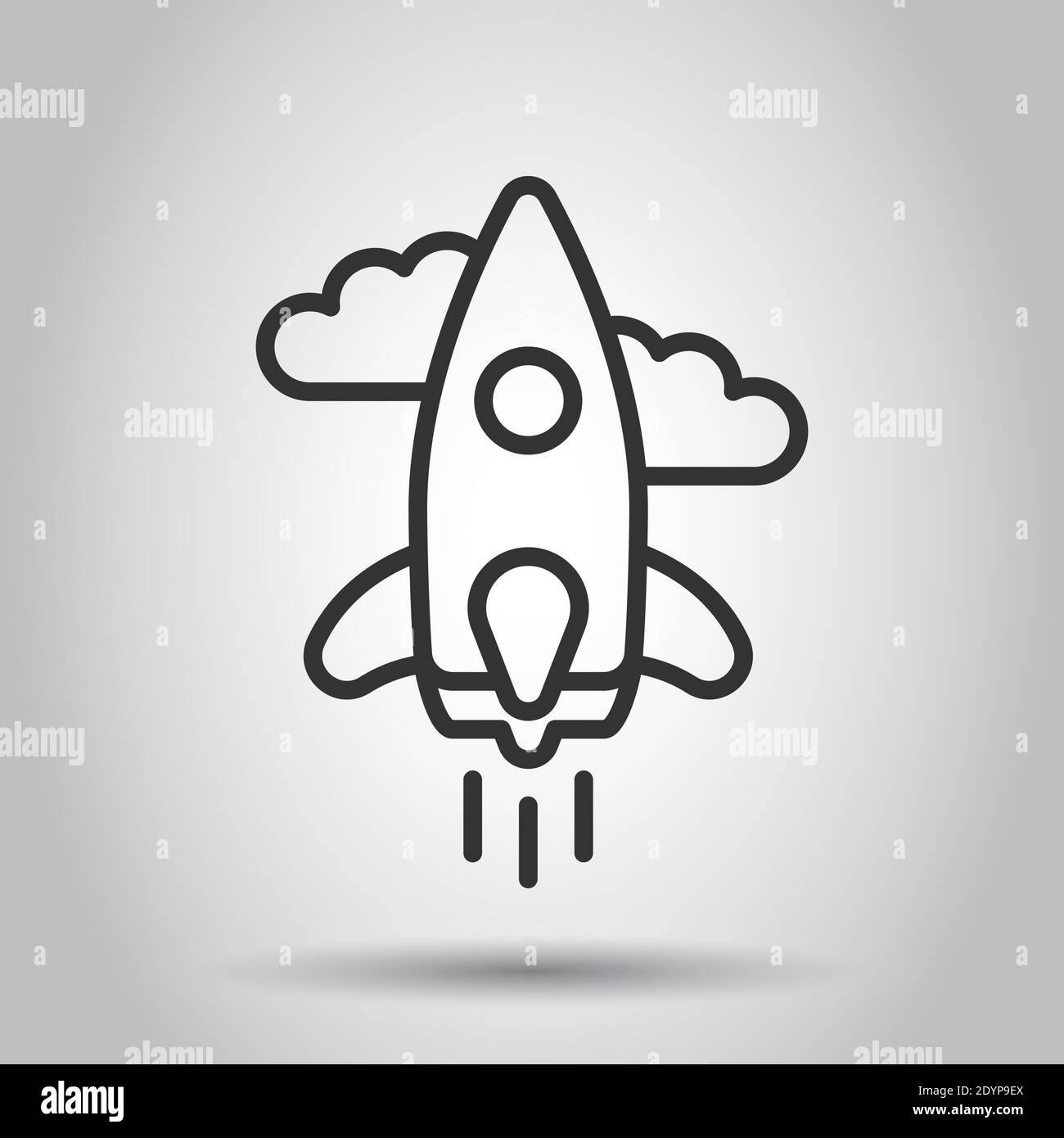 Rocket icon in flat style. Spaceship launch vector illustration on ...