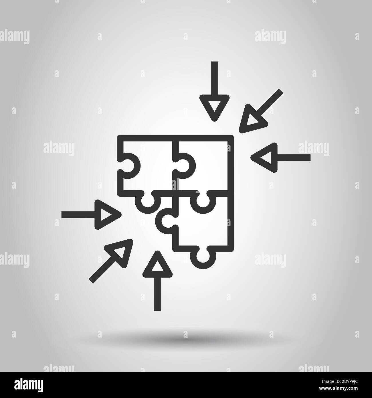 Puzzle jigsaw icon in flat style. Solution compatible vector ...