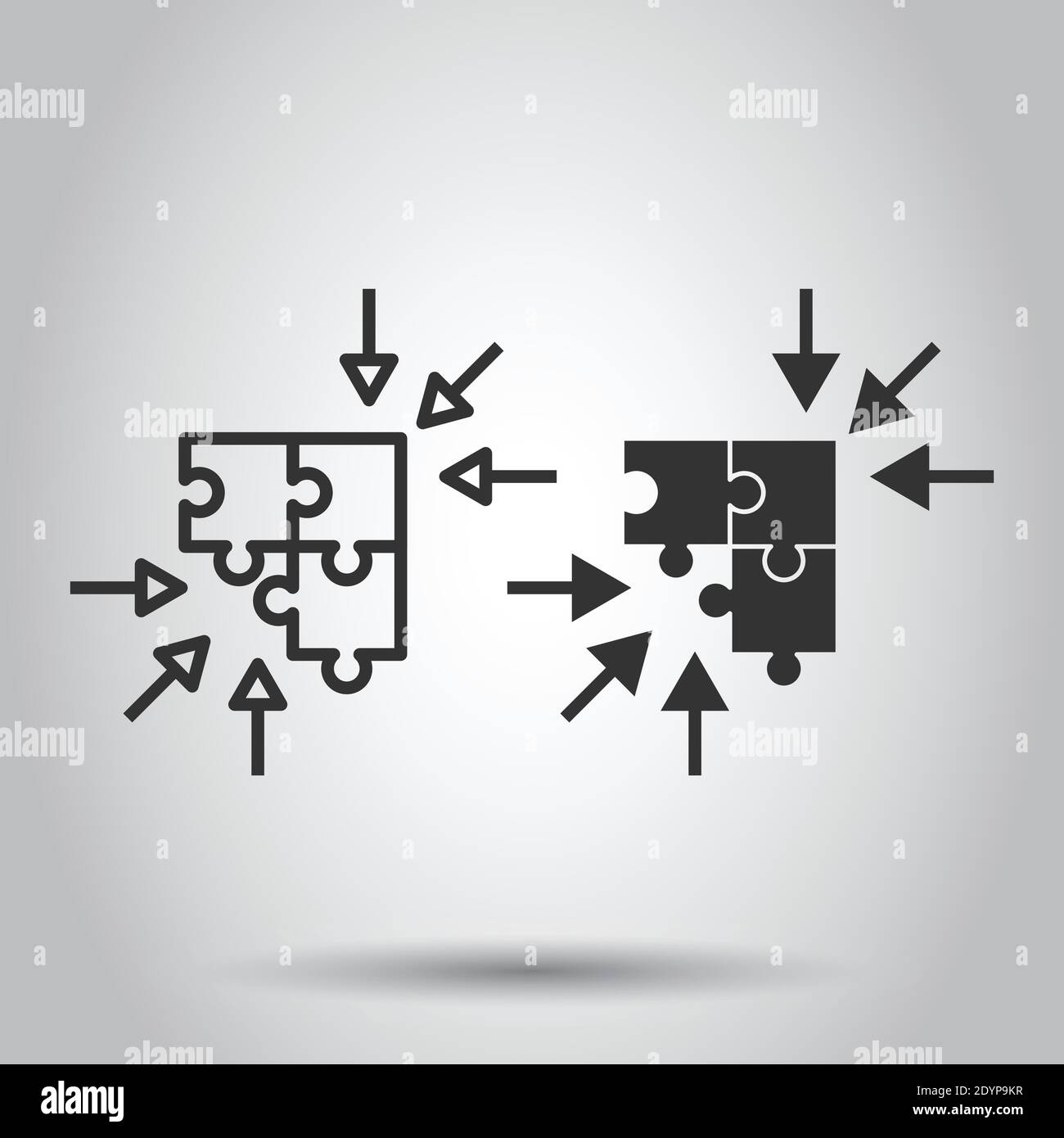 Puzzle jigsaw icon in flat style. Solution compatible vector ...