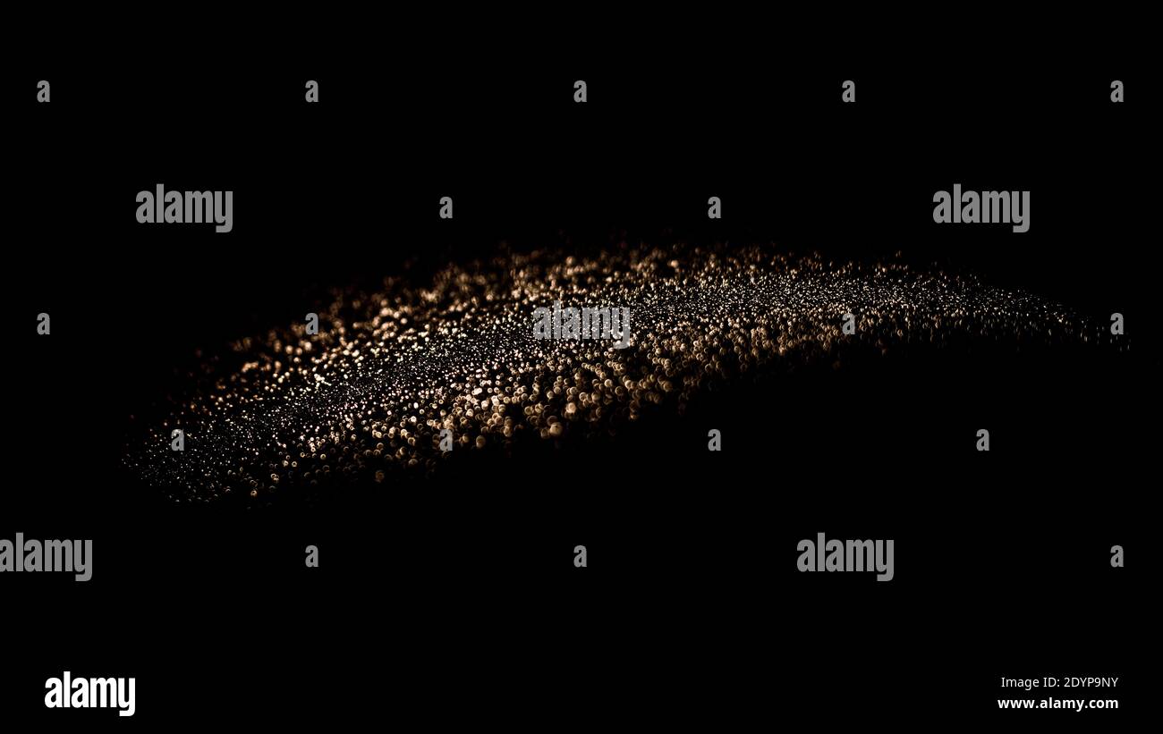 Brush stroke of golden dust in air on black background Stock Photo - Alamy