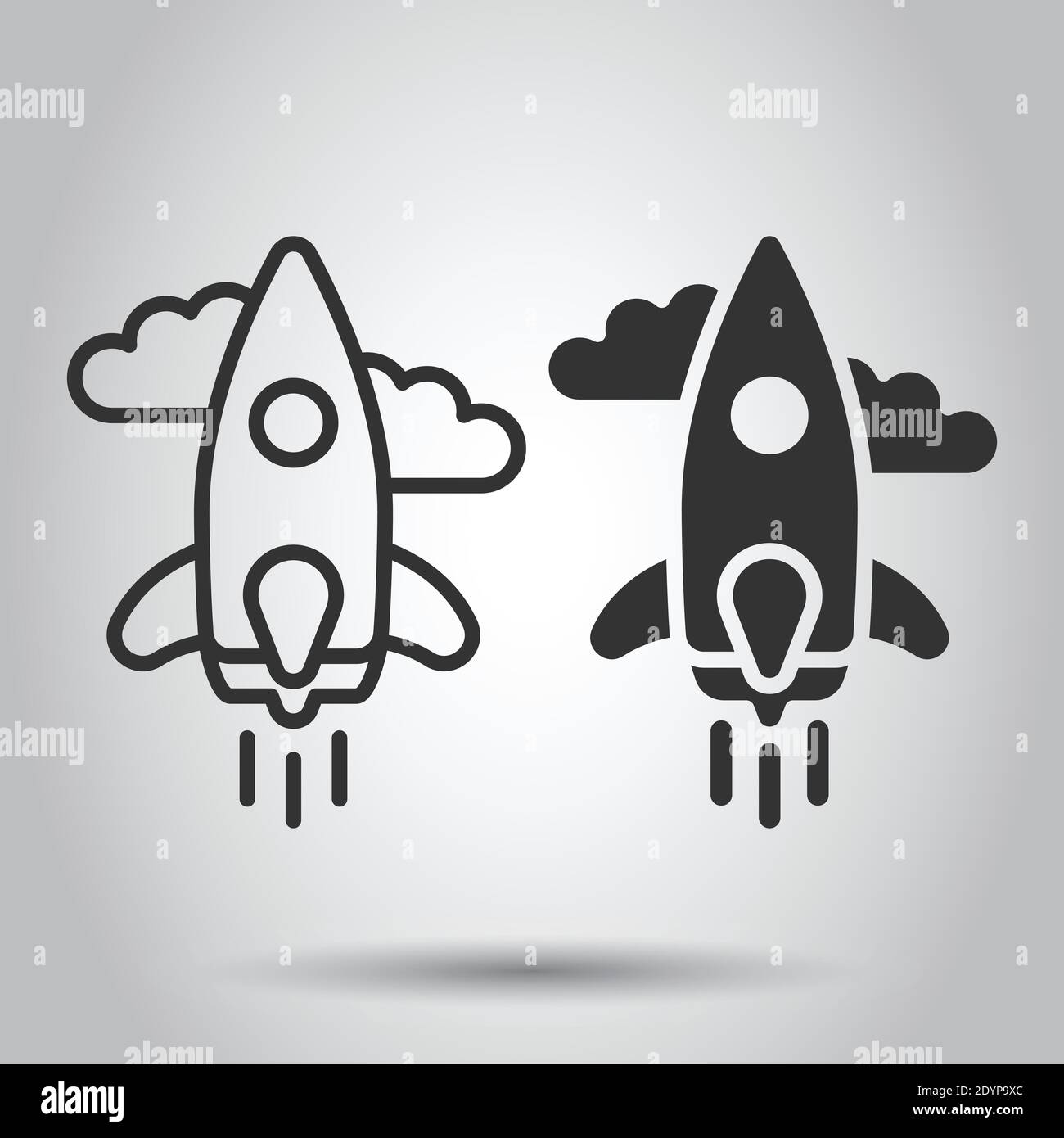 Rocket icon in flat style. Spaceship launch vector illustration on ...