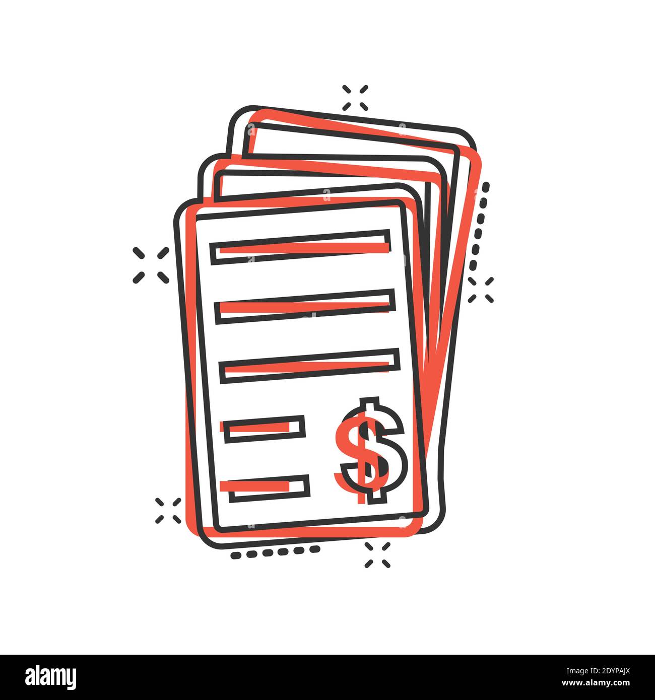 Financial statement icon in comic style. Document cartoon vector ...