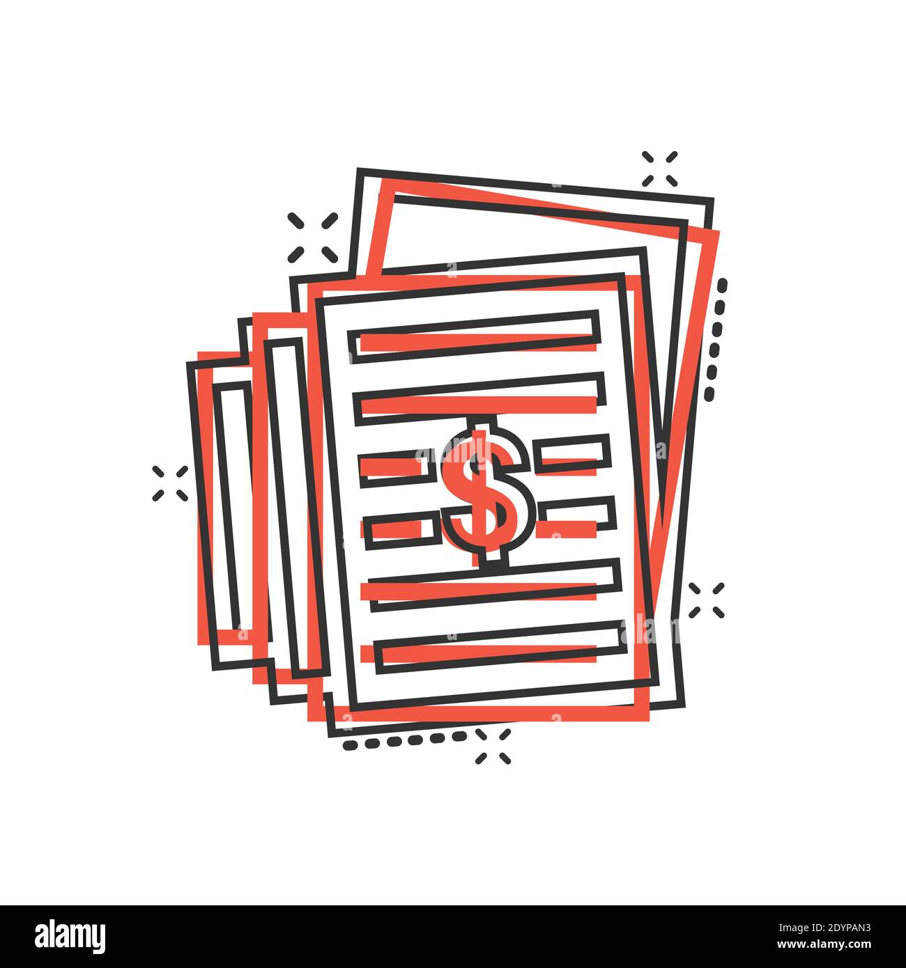 Financial statement icon in comic style. Document cartoon vector ...