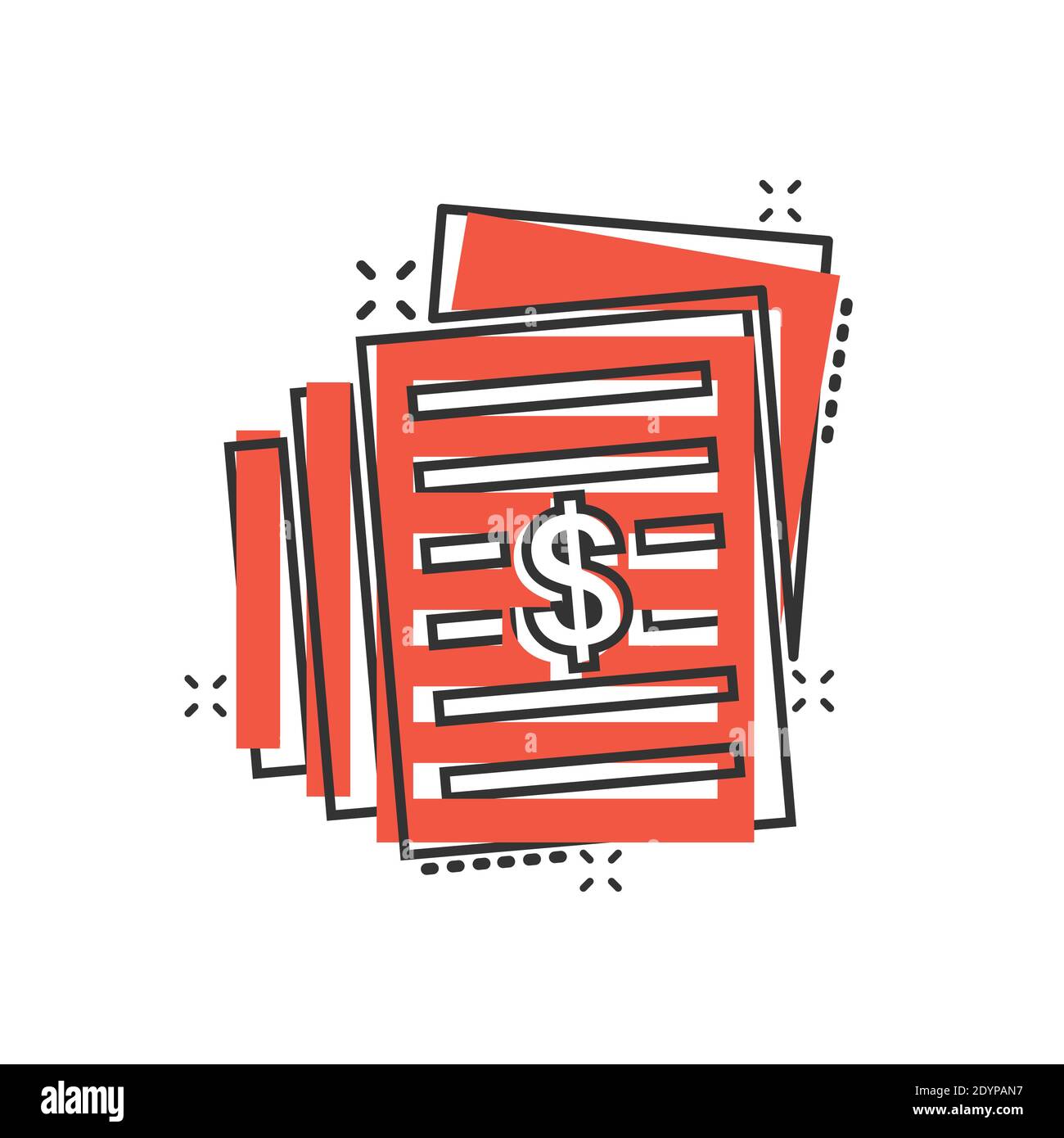 Financial statement icon in comic style. Document cartoon vector ...