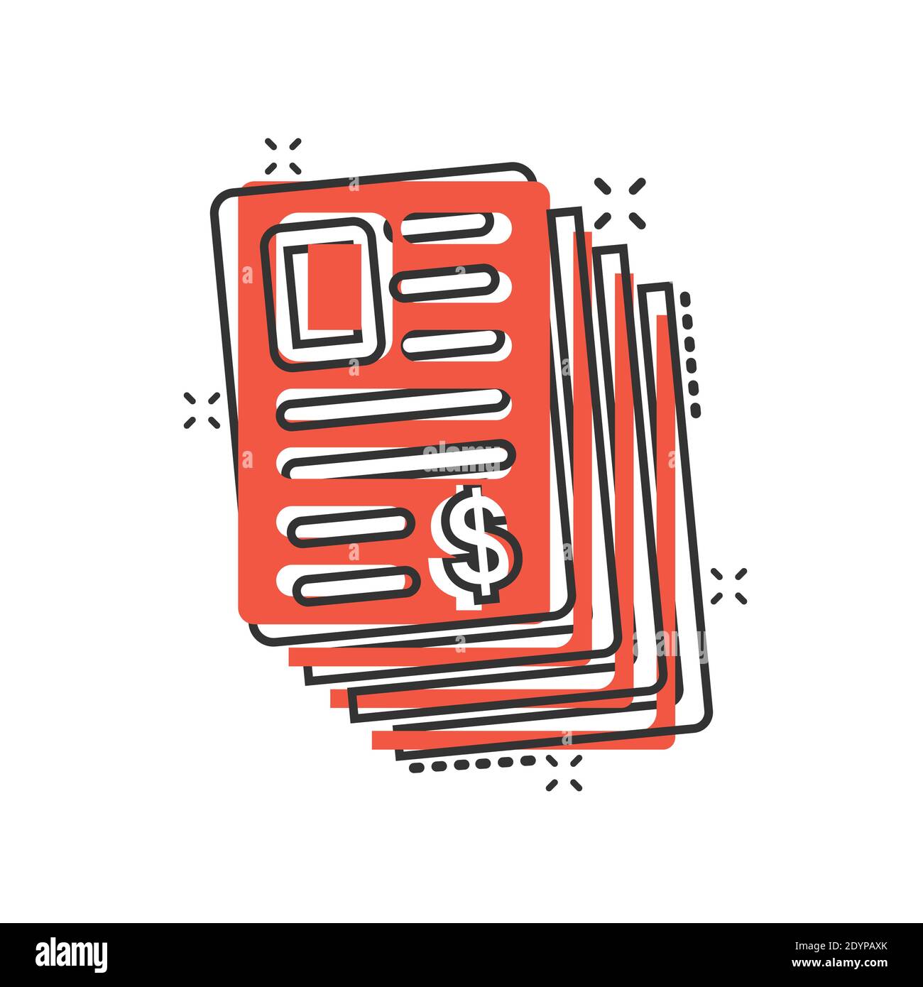 Financial statement icon in comic style. Document cartoon vector ...