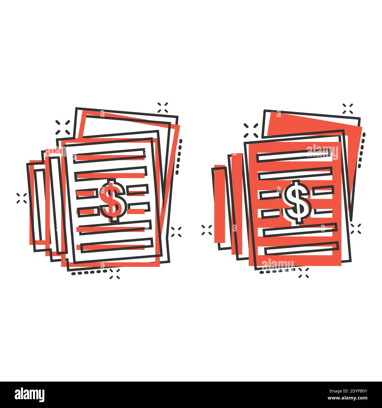 Financial statement icon in comic style. Document cartoon vector ...