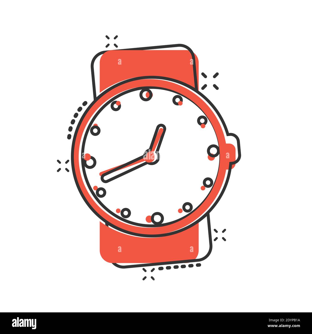 Wrist watch icon in comic style. Hand clock cartoon vector illustration on  white isolated background. Time bracelet splash effect business concept  Stock Vector Image & Art - Alamy