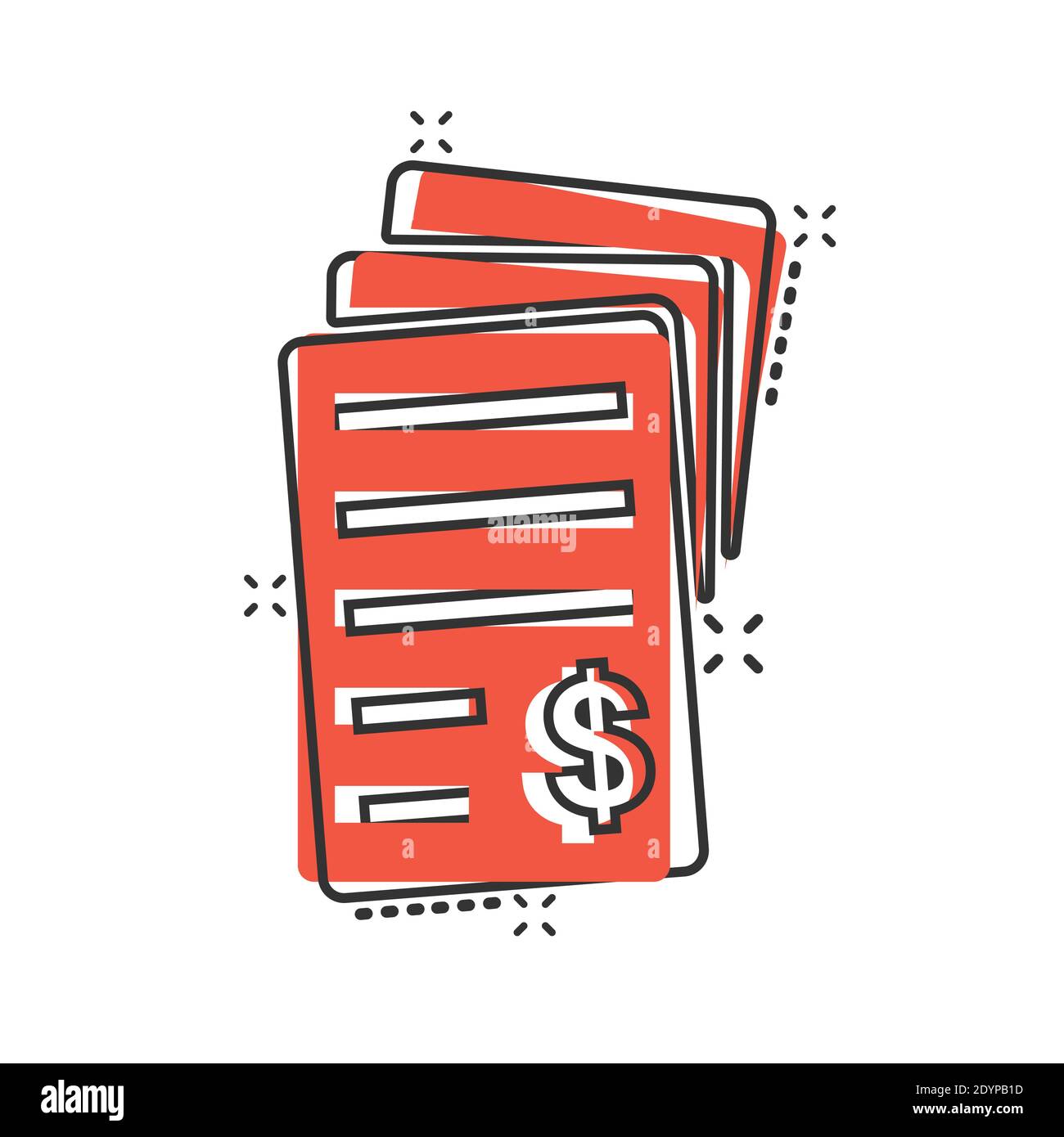 Financial statement icon in comic style. Document cartoon vector ...