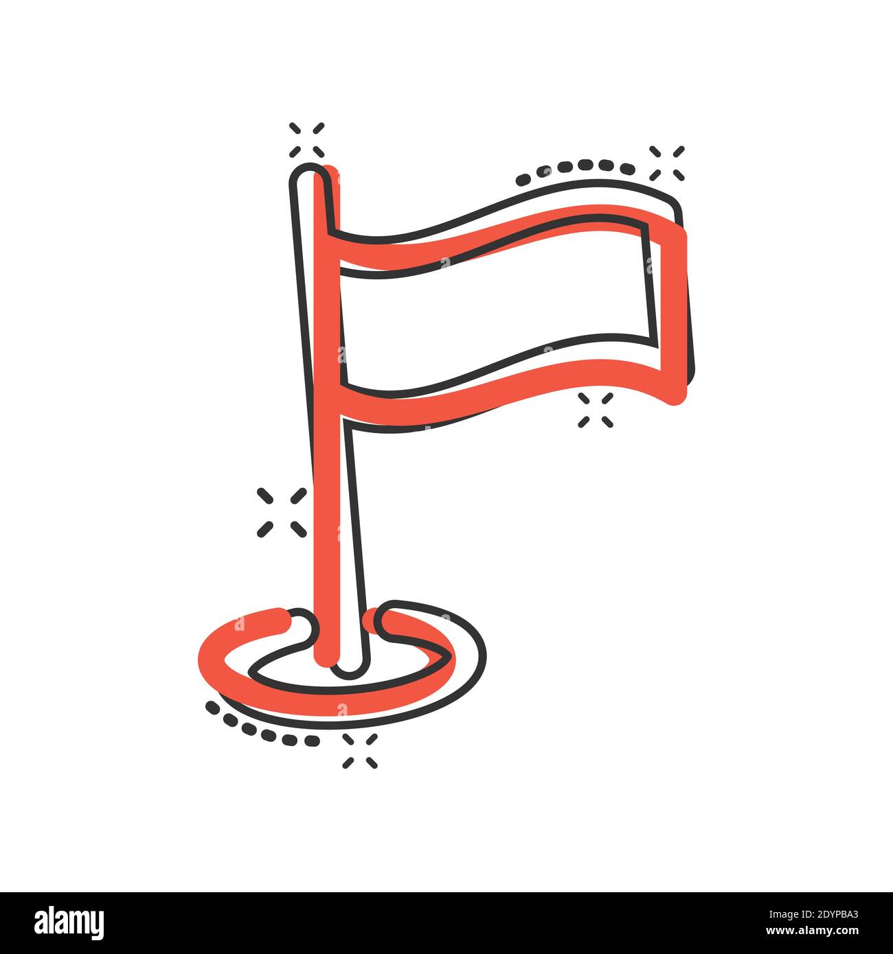 Flag icon in comic style. Pin cartoon vector illustration on white ...