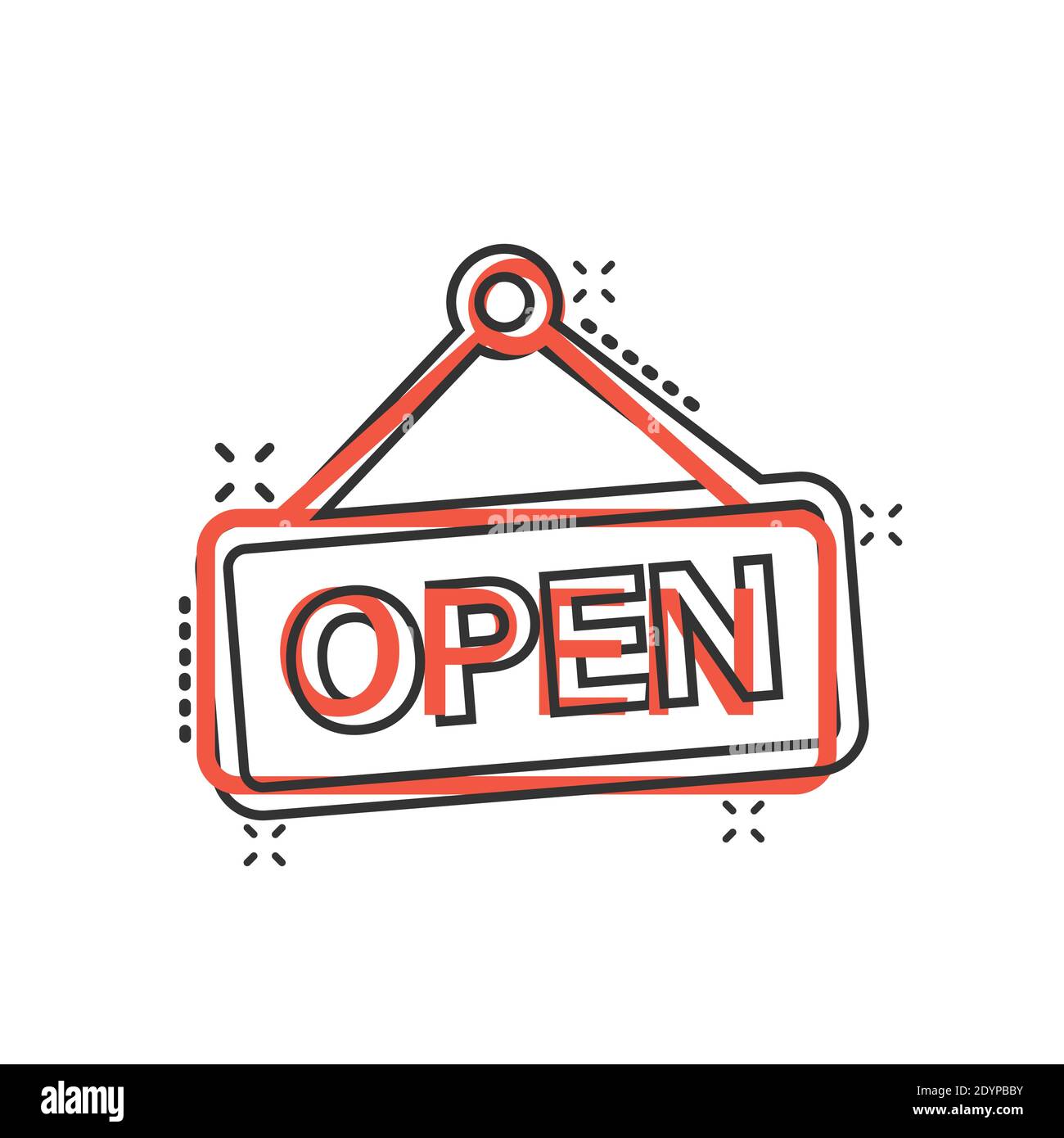 Open sign icon in comic style. Accessibility cartoon vector ...