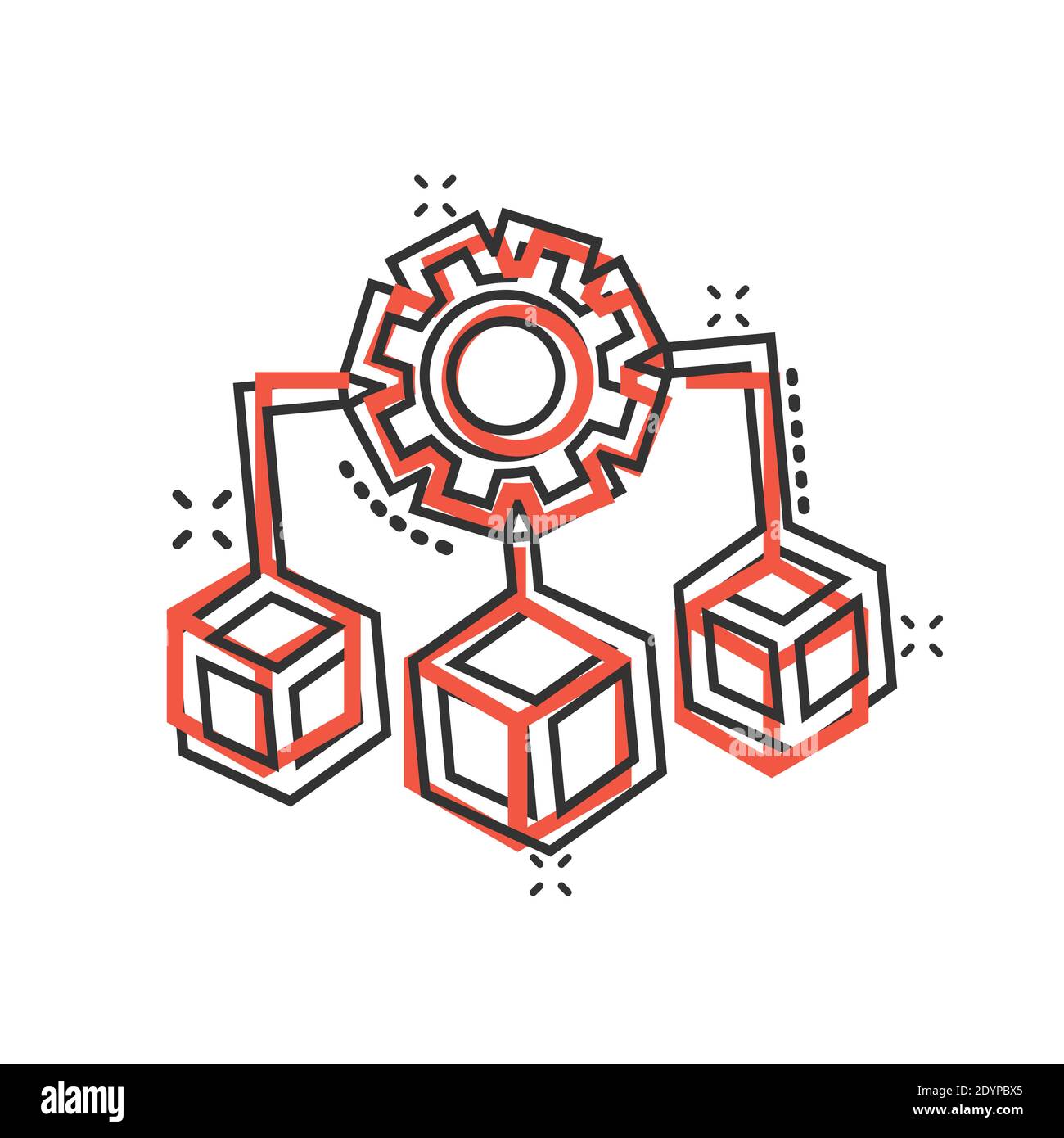 Api technology icon in comic style. Algorithm cartoon vector ...