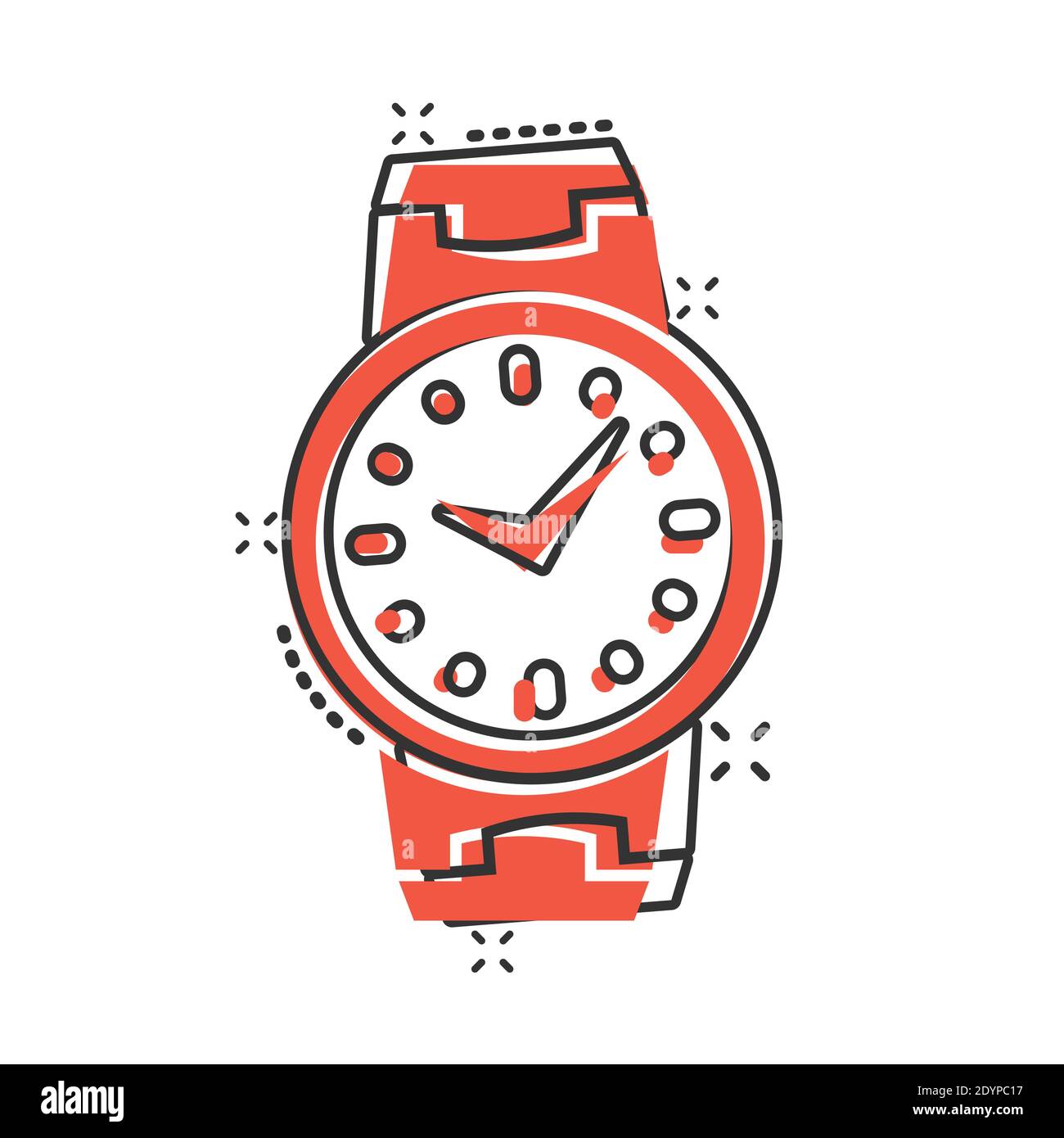 Wrist watch icon in comic style. Hand clock cartoon vector illustration on  white isolated background. Time bracelet splash effect business concept  Stock Vector Image & Art - Alamy