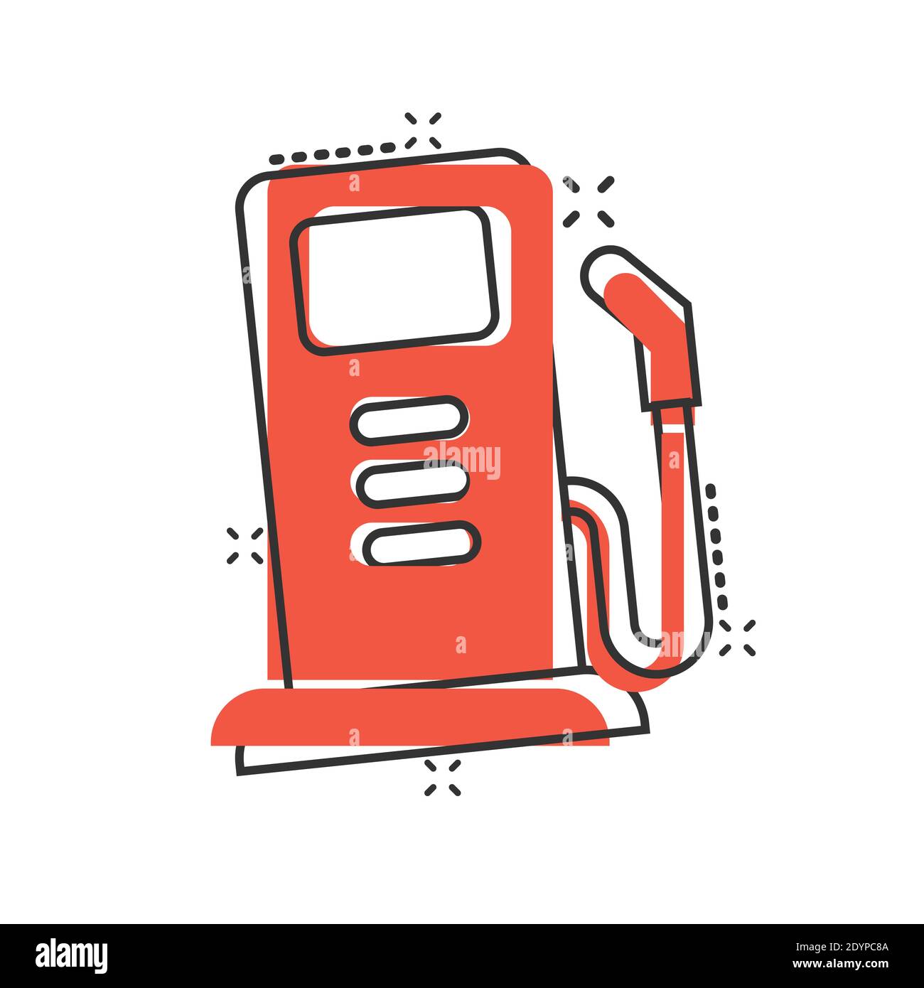 Fuel pump icon in comic style. Gas station cartoon sign vector illustration  on white isolated background. Petrol splash effect business concept Stock  Vector Image & Art - Alamy