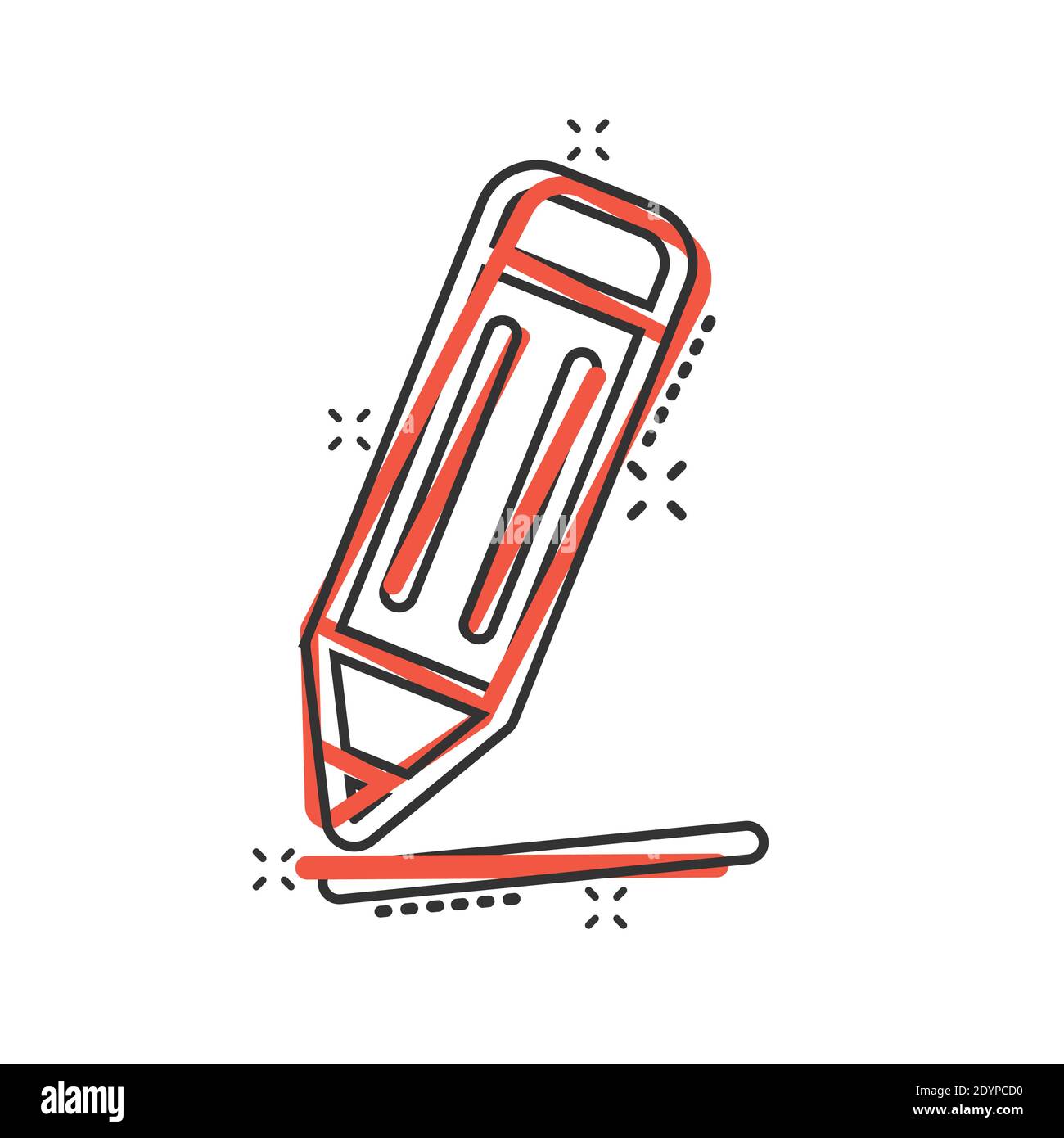 Pencil icon in comic style. Pen cartoon vector illustration on white ...