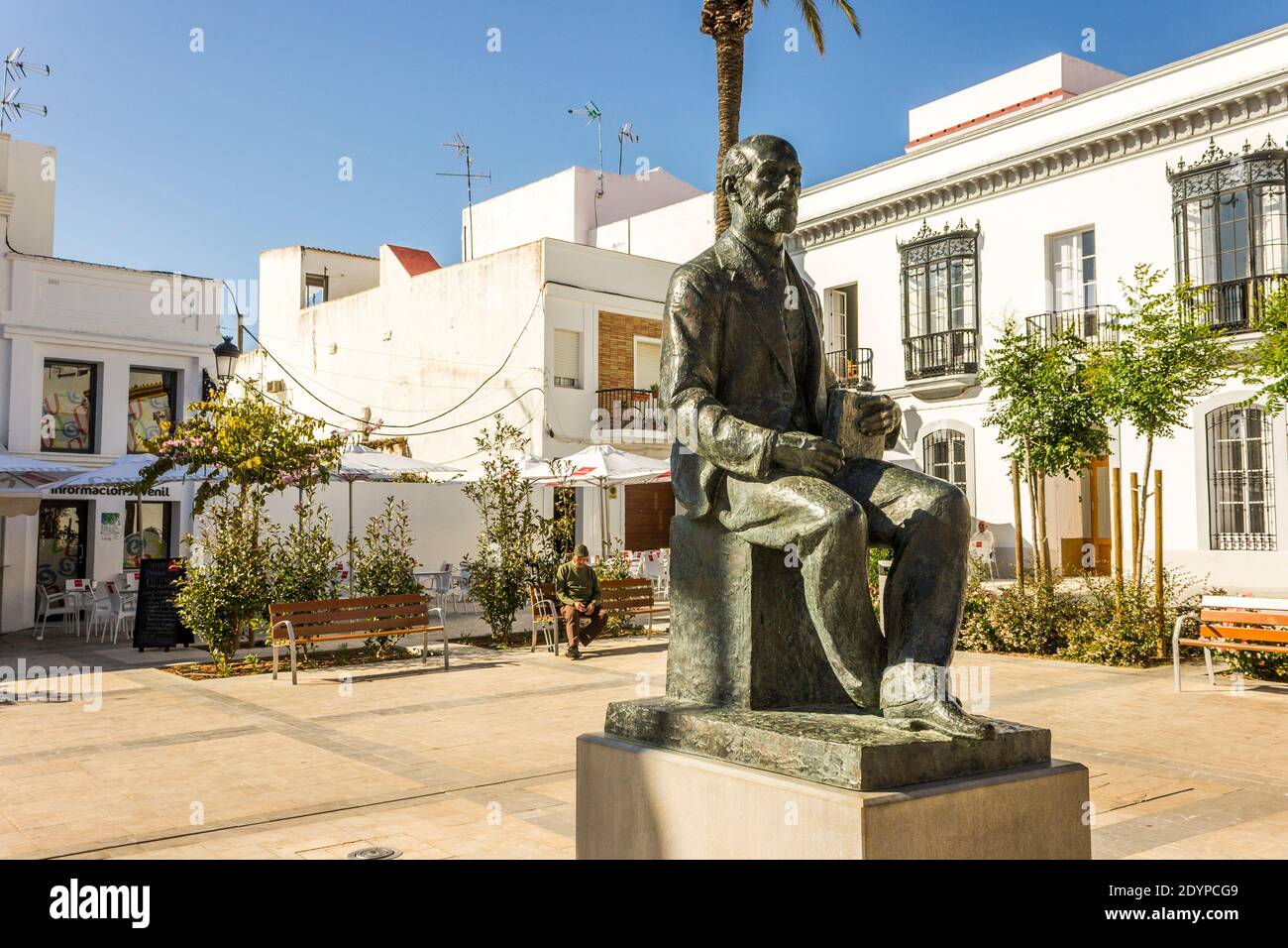 Moguer, Spain. Monument to Juan Ramon Jimenez, Spanish and prolific writer. Nobel Prize in Literature in 1956 Stock Photo