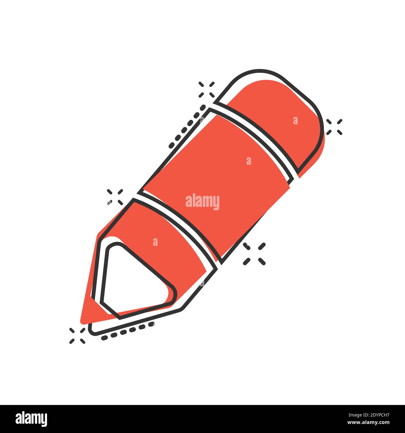 Pencil icon in comic style. Pen cartoon vector illustration on white ...