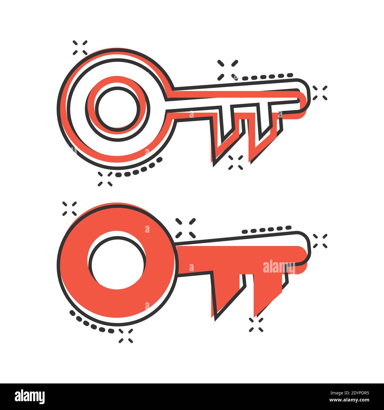 Key icon in comic style. Password cartoon vector illustration on white ...