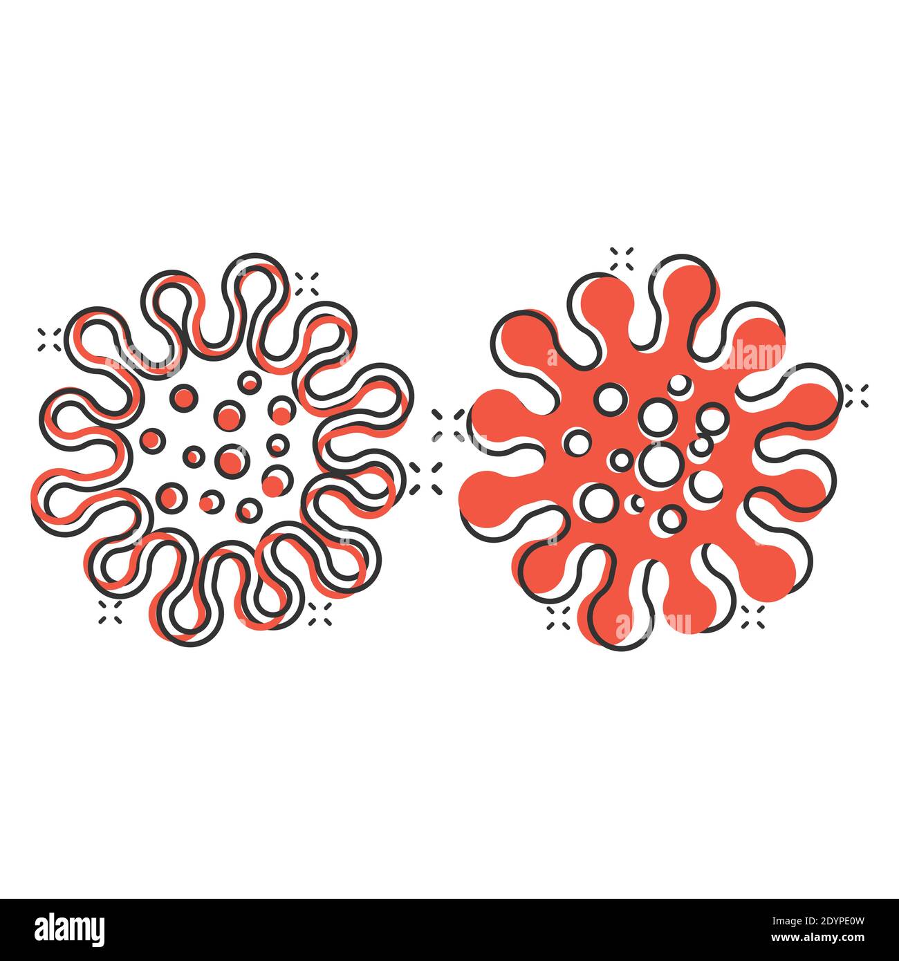 Disease bacteria icon in comic style. Allergy cartoon vector illustration on white isolated background. Microbe virus splash effect business concept. Stock Vector