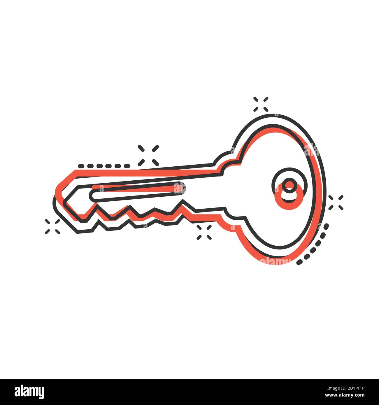 Key icon in comic style. Password cartoon vector illustration on white ...