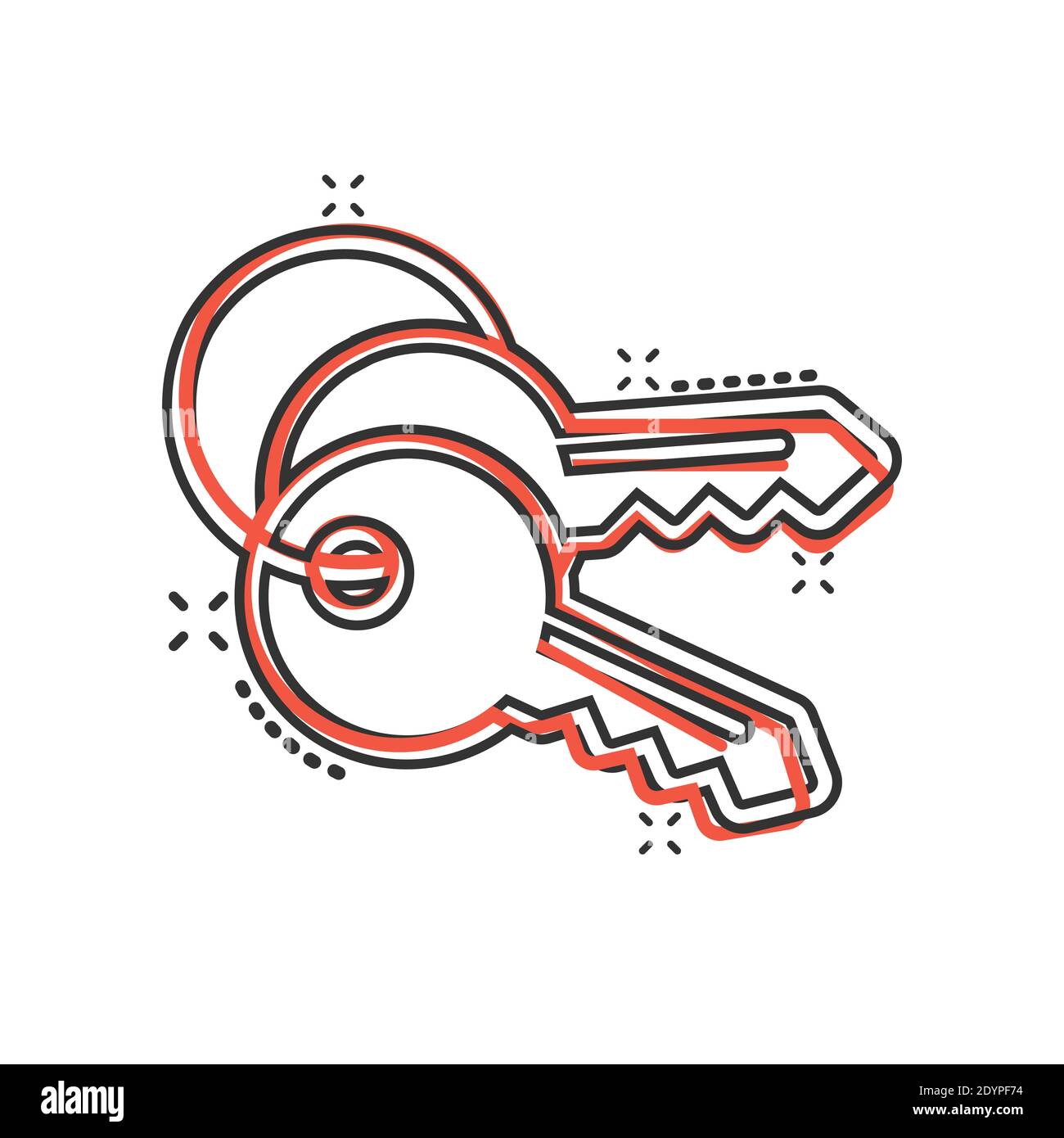 Key icon in comic style. Password cartoon vector illustration on white ...
