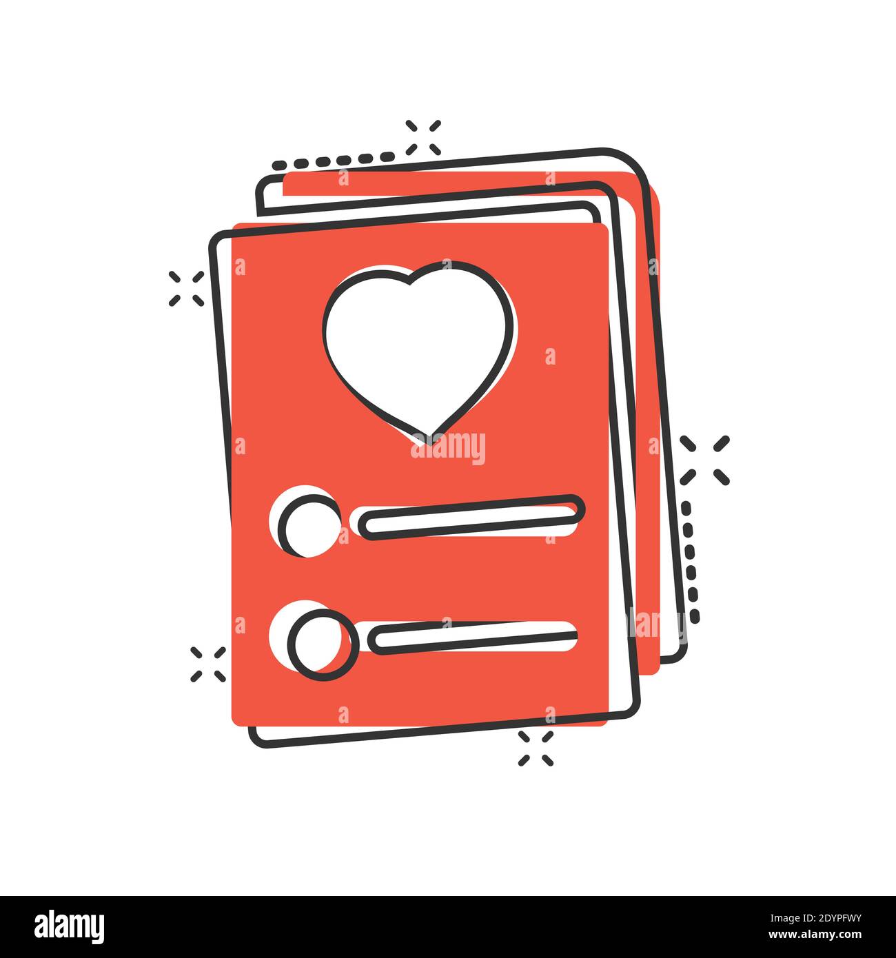 Wishlist icon in comic style. Like document cartoon vector illustration