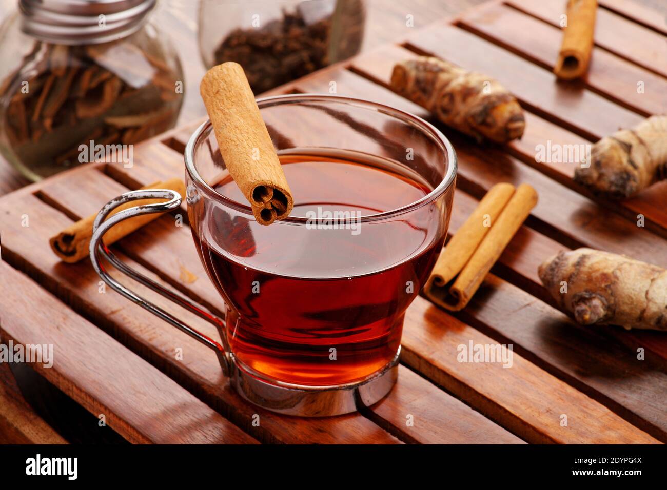 Healthy Detox Tea with Cinnamon and Turmeric for Immunity Stock Photo