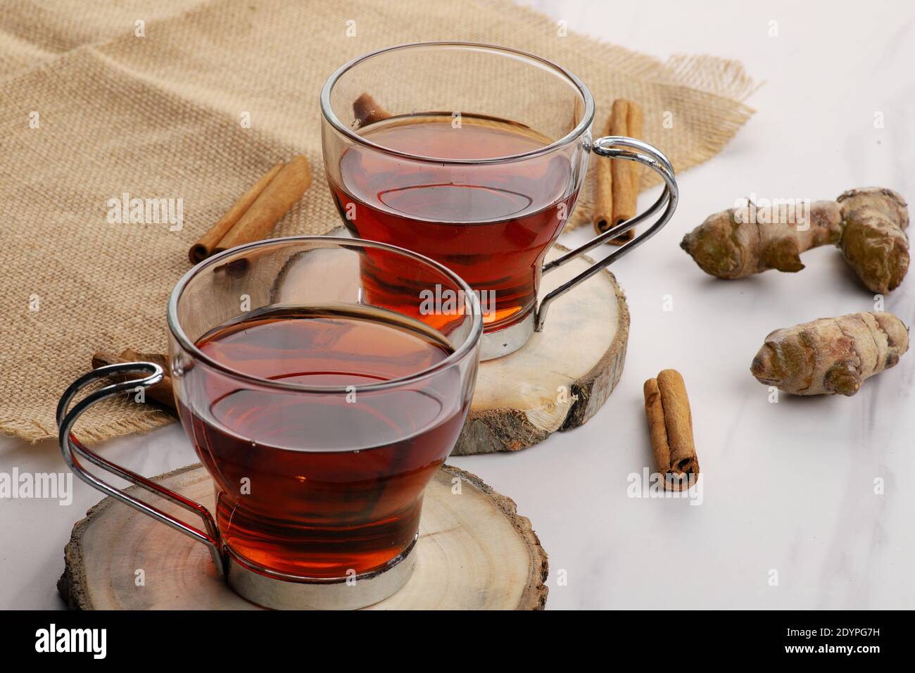 Healthy Detox Tea with Cinnamon and Turmeric for Immunity Stock Photo