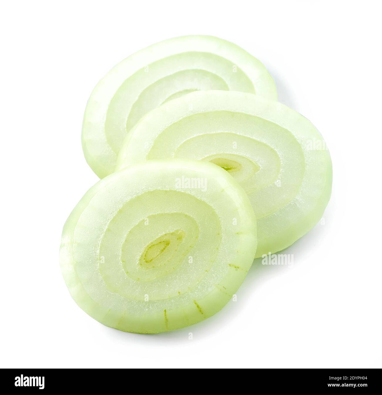 fresh raw peeled onion slices isolated on white background Stock Photo ...
