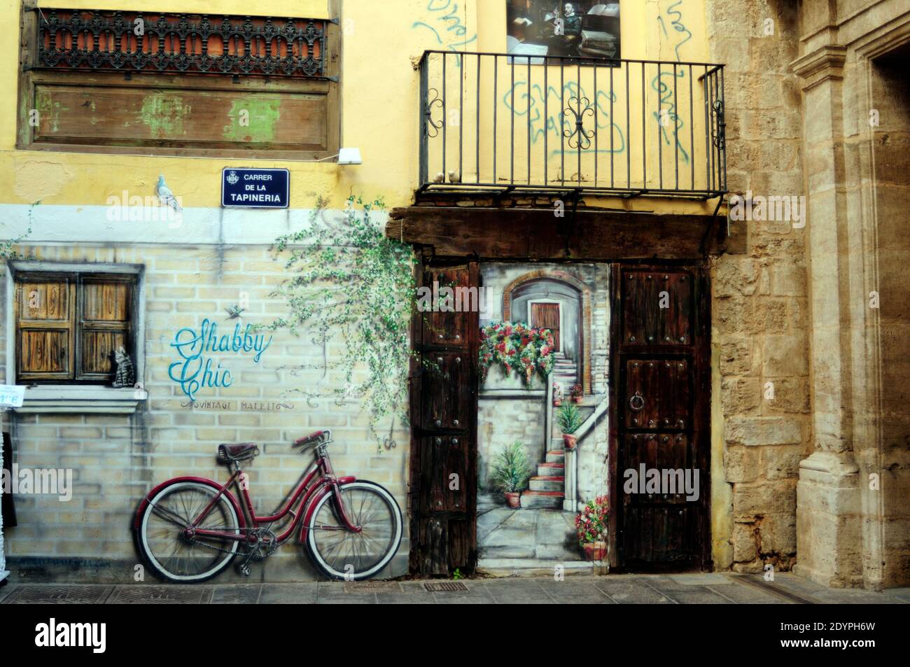 Alley in Valencia city, Spain Stock Photo