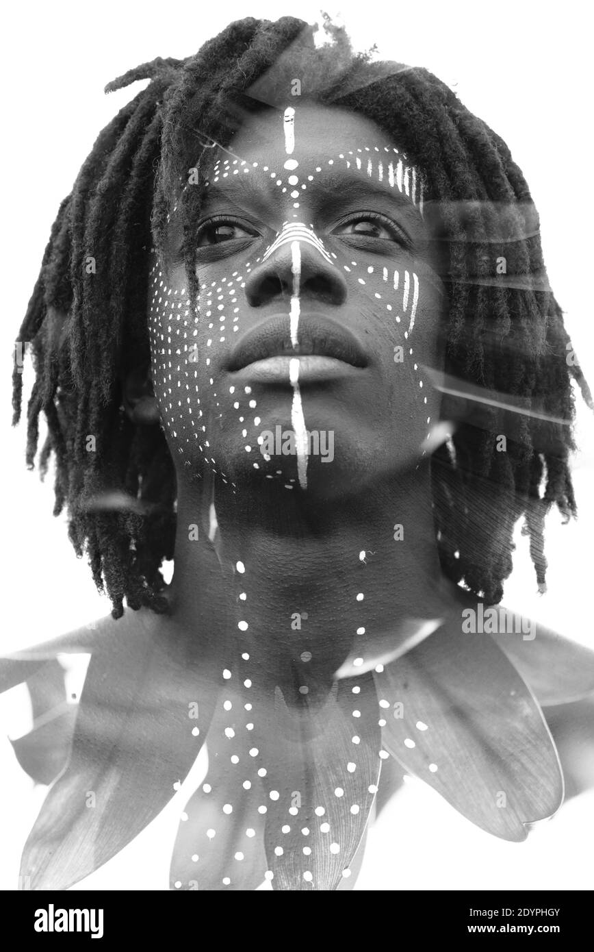 A fashion portrait in black and white double exposure Stock Photo - Alamy