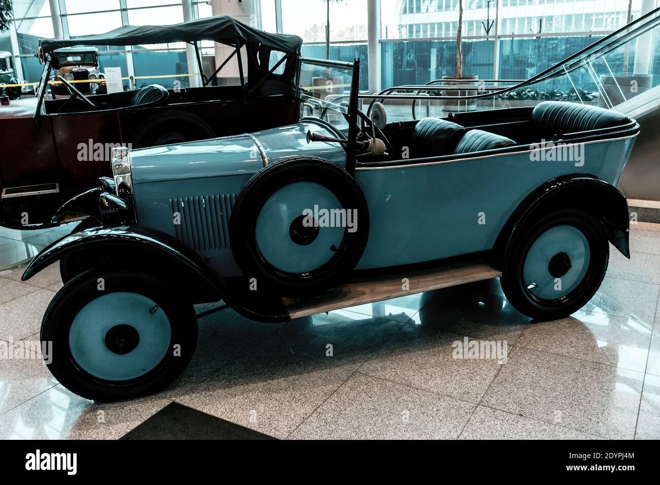 4 June 2019, side view of Peugeot 172 R (blue) 1926.  Classical retro cars of 1920s. Stock Photo