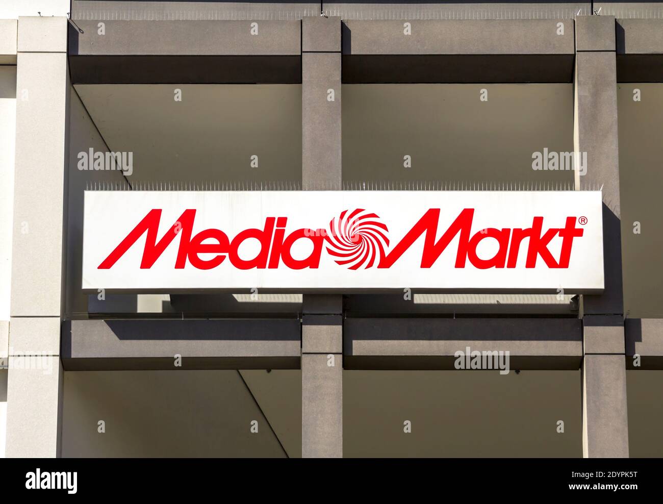 Media Markt store in Neumarkt in der Oberpfalz. Mediamarkt is a German chain of stores selling consumer electronics with numerous branches. Stock Photo