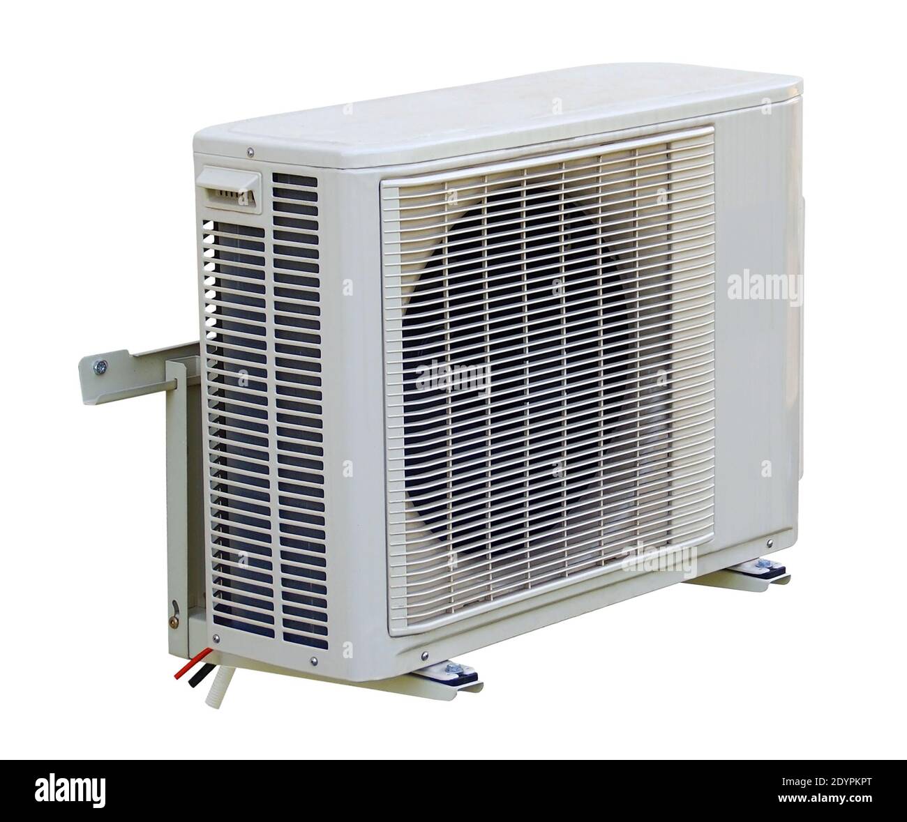 External unit of reversible air conditioner. White background. Stock Photo