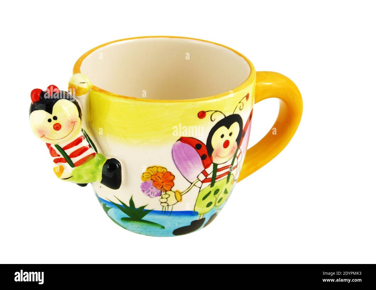 Decorated cup isolated on white background Stock Photo