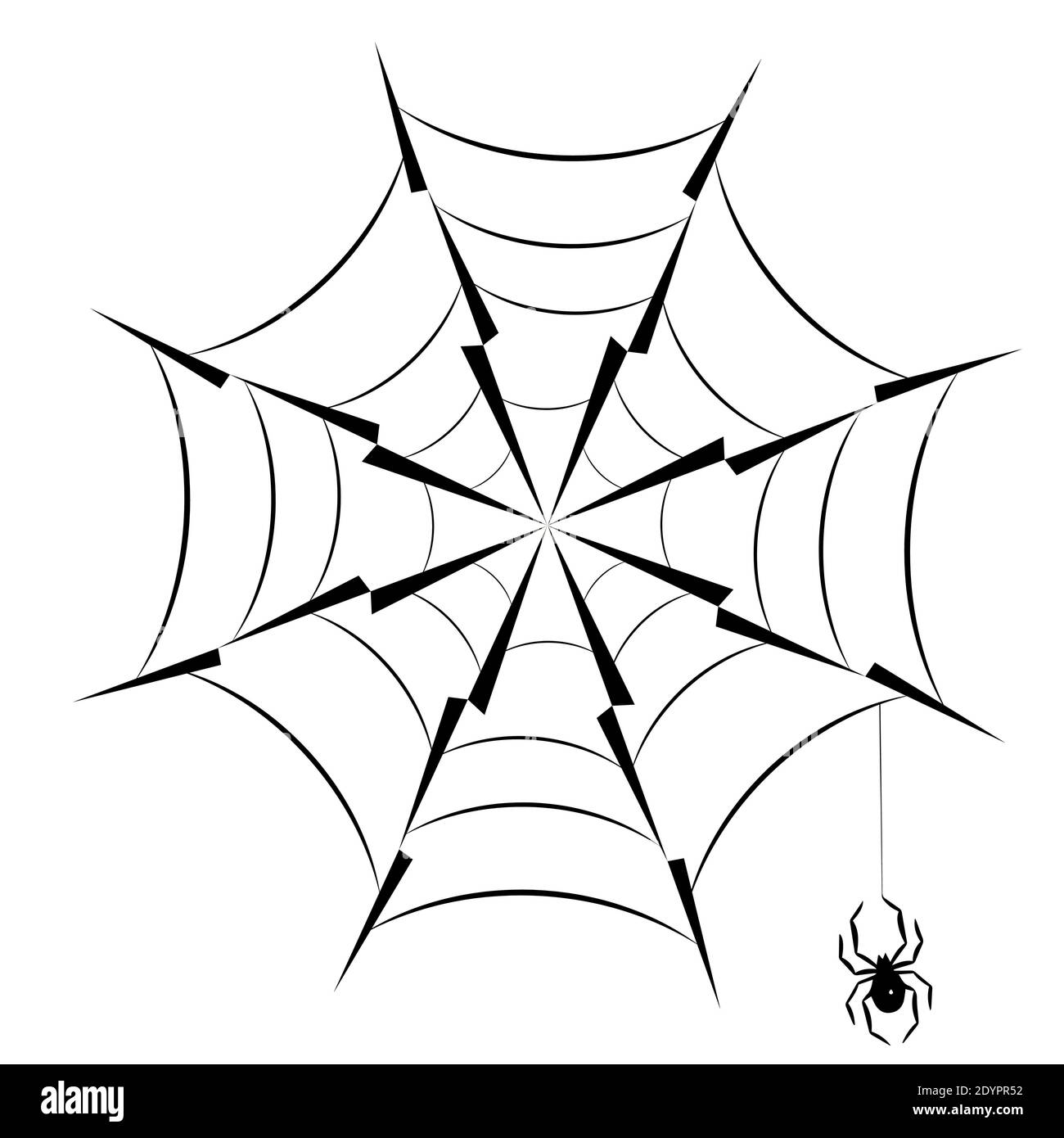 Spider hanging on spider web silhouette icon eps10 vector illustration. Stock Vector