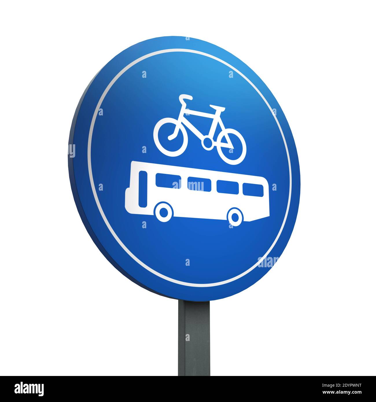 3D Render Road Sign of Buses and cycles  only Isolated on a White Background Stock Photo