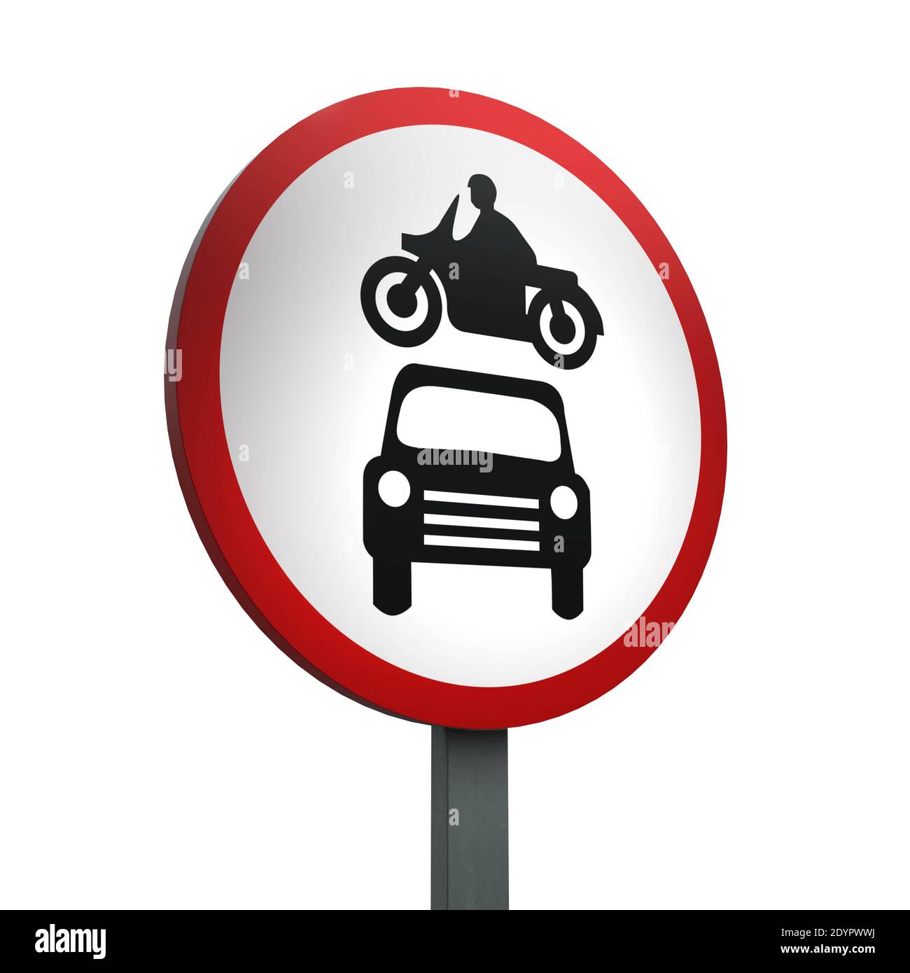 3D Render of Traffic Sign of No motor and vehicles Over a White ...