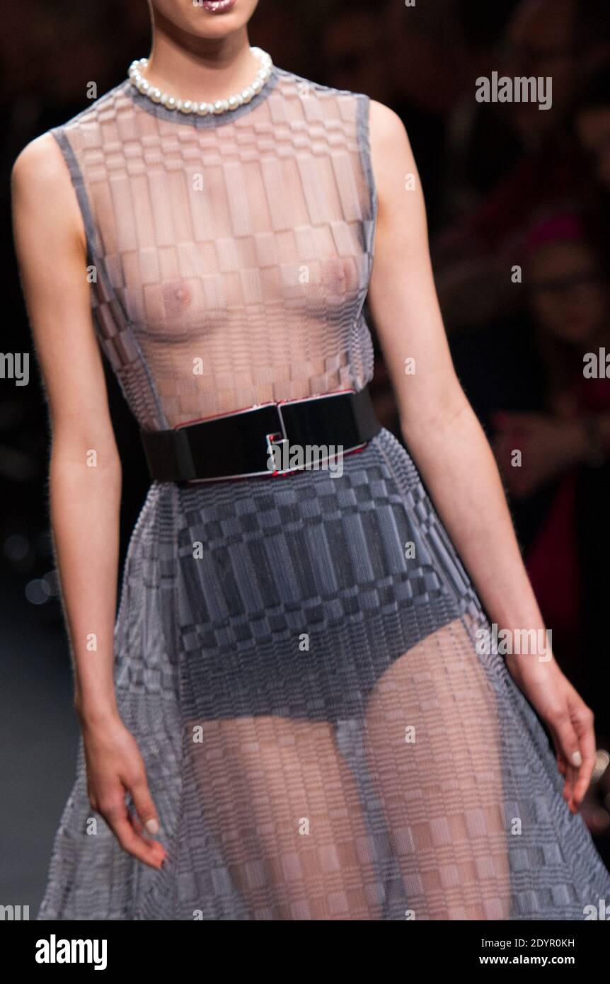 A model displays a creation by Raf Simons during Christian Dior Haute  Couture Fall-Winter 2013-
