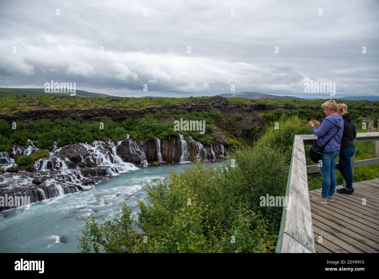 Hraunfossar waterfall on Iceland Stock Photo