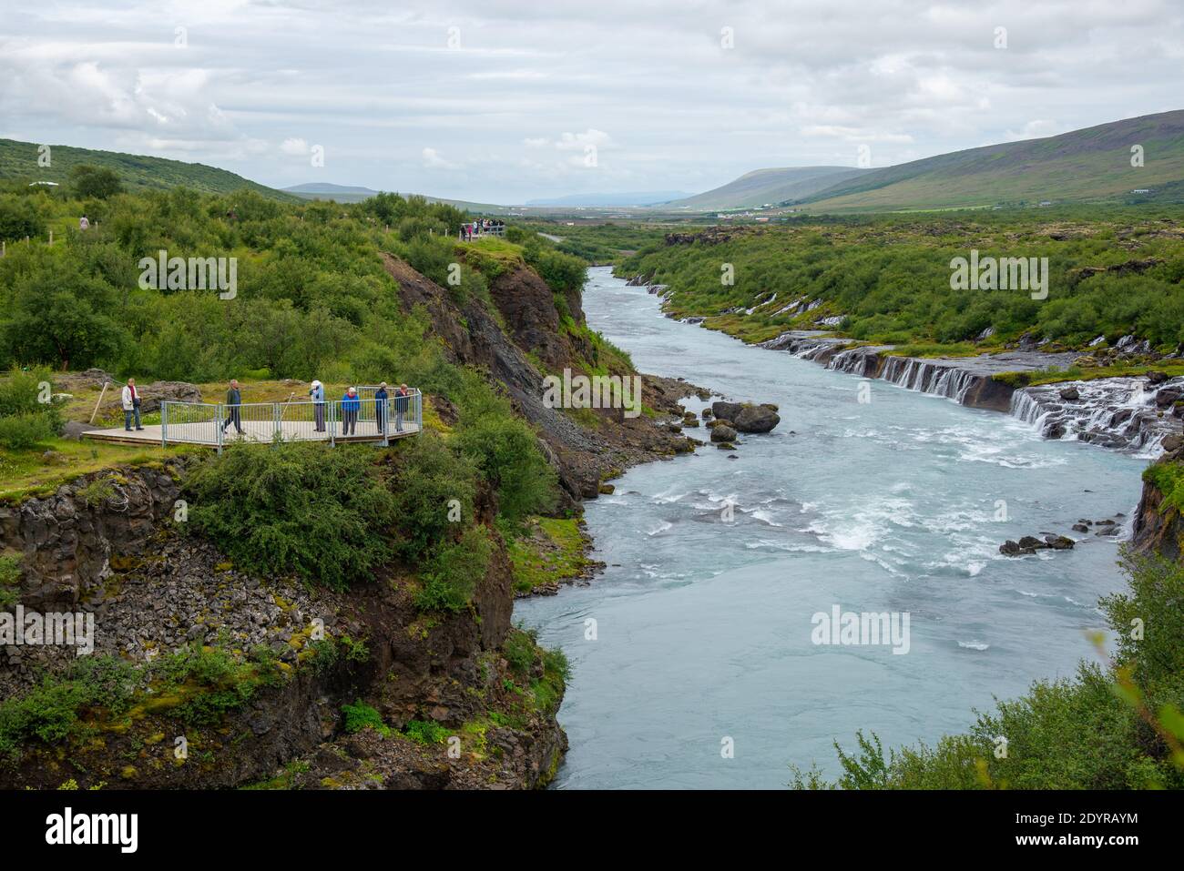 Hraunfossar waterfall on Iceland Stock Photo