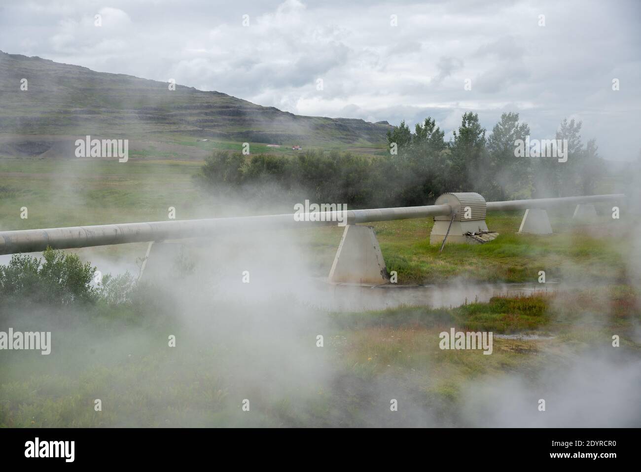 pipelines for transporting hot water on Iceland Stock Photo