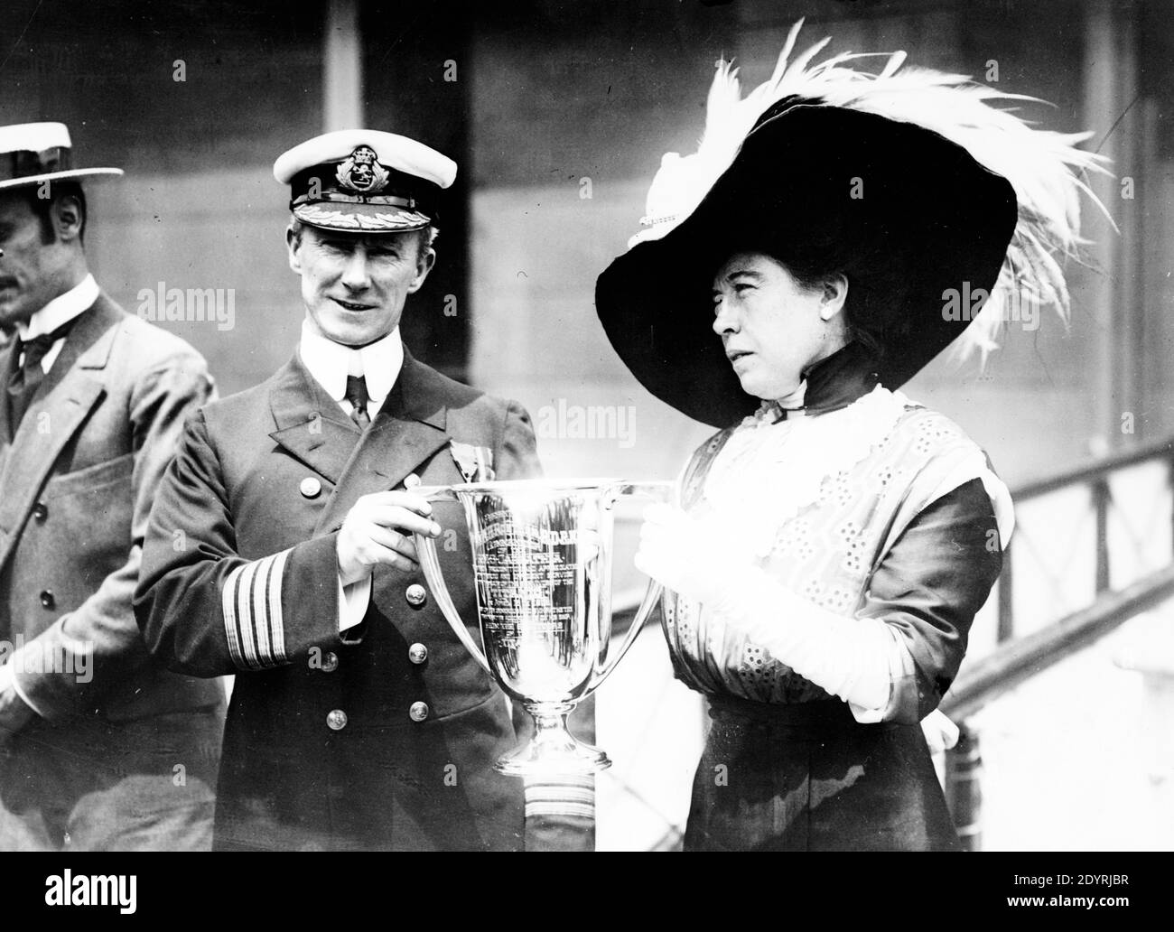 Mrs. James J. 'Molly' Brown, Mrs J.J Brown, American survivor of the Titanic, Margaret Brown (née Tobin; July 18, 1867 – October 26, 1932), posthumously known as 'The Unsinkable Molly Brown' Pictured with Capt A.H. Rostron Stock Photo