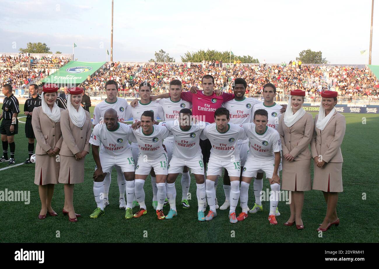 New York Cosmos soccer team poses before the game at Hofstra University in Hempstead, New York on August 3, 2013.Photo by Charles Guerin/ABACAPRESS.COM Stock Photo